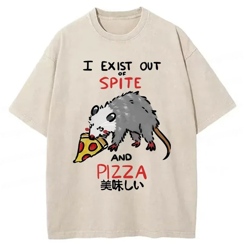 Delicious Pizza Japan Washed T-Shirt Cool Graphic Tee For Men Women Gifts For Him