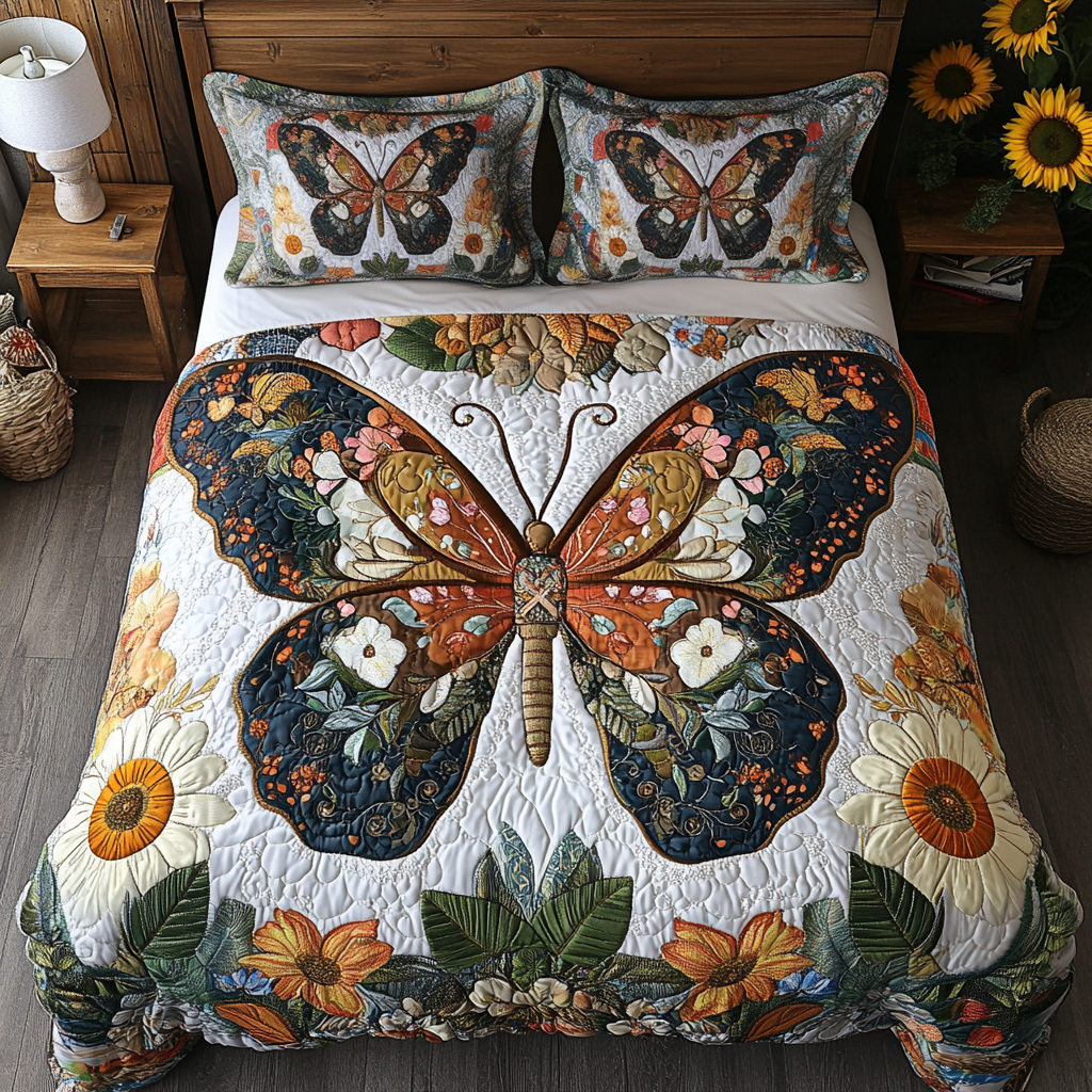 Delightful Butterflies Quilted Bedding Set Cute Bedroom Decor Birthday Gifts With Butterflies