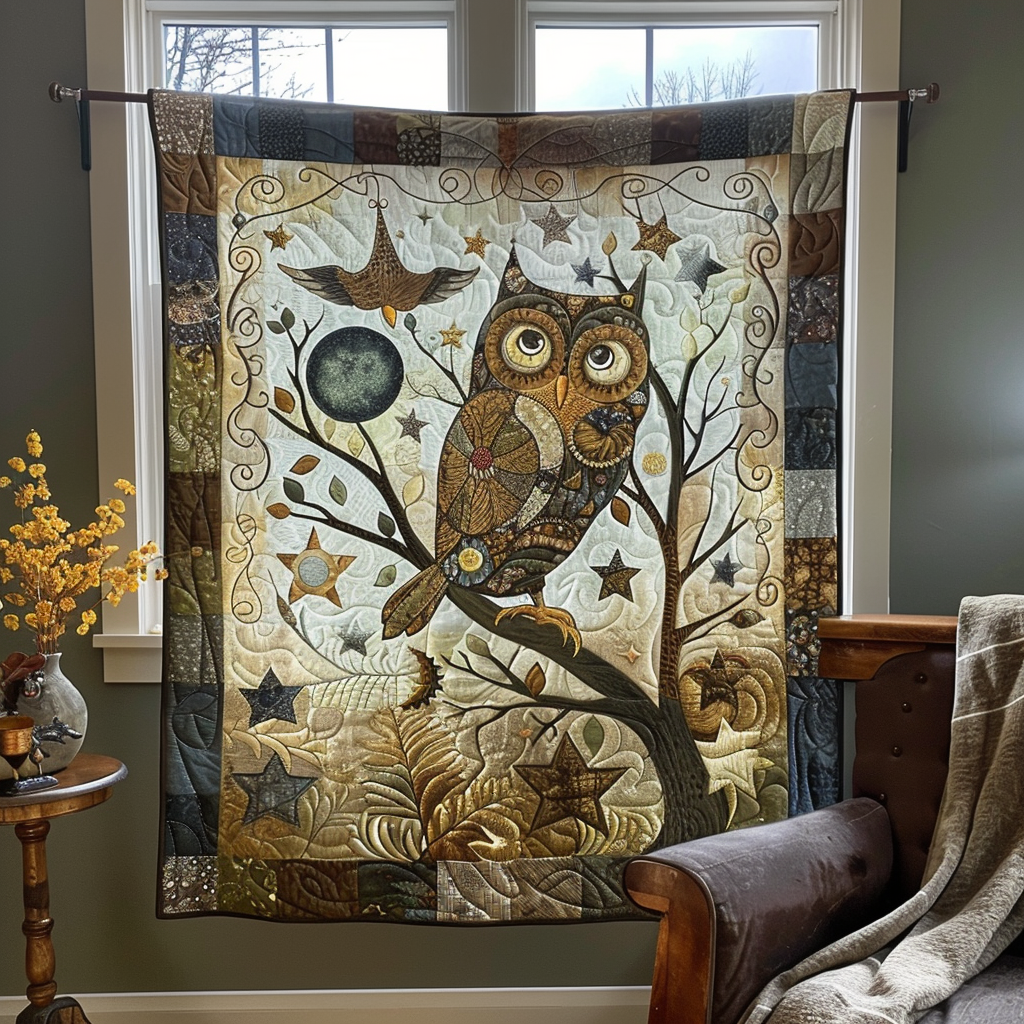 Delightful Owl Quilted Blanket Gift For Owl Lover