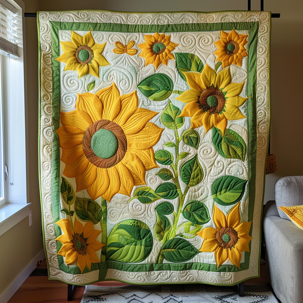 Delightful Sunflowers Quilted Blanket Sunflower Gifts For Women