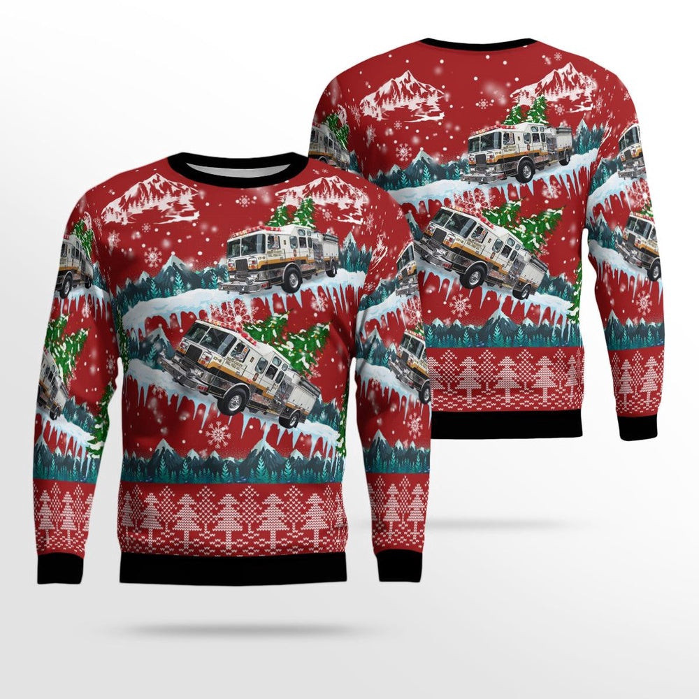 DeltaCardiff Volunteer Fire Company Station 57 Delta Pennsylvania Christmas AOP Ugly Sweater Xmas Unisex Sweater Christmas Gifts For Men Women