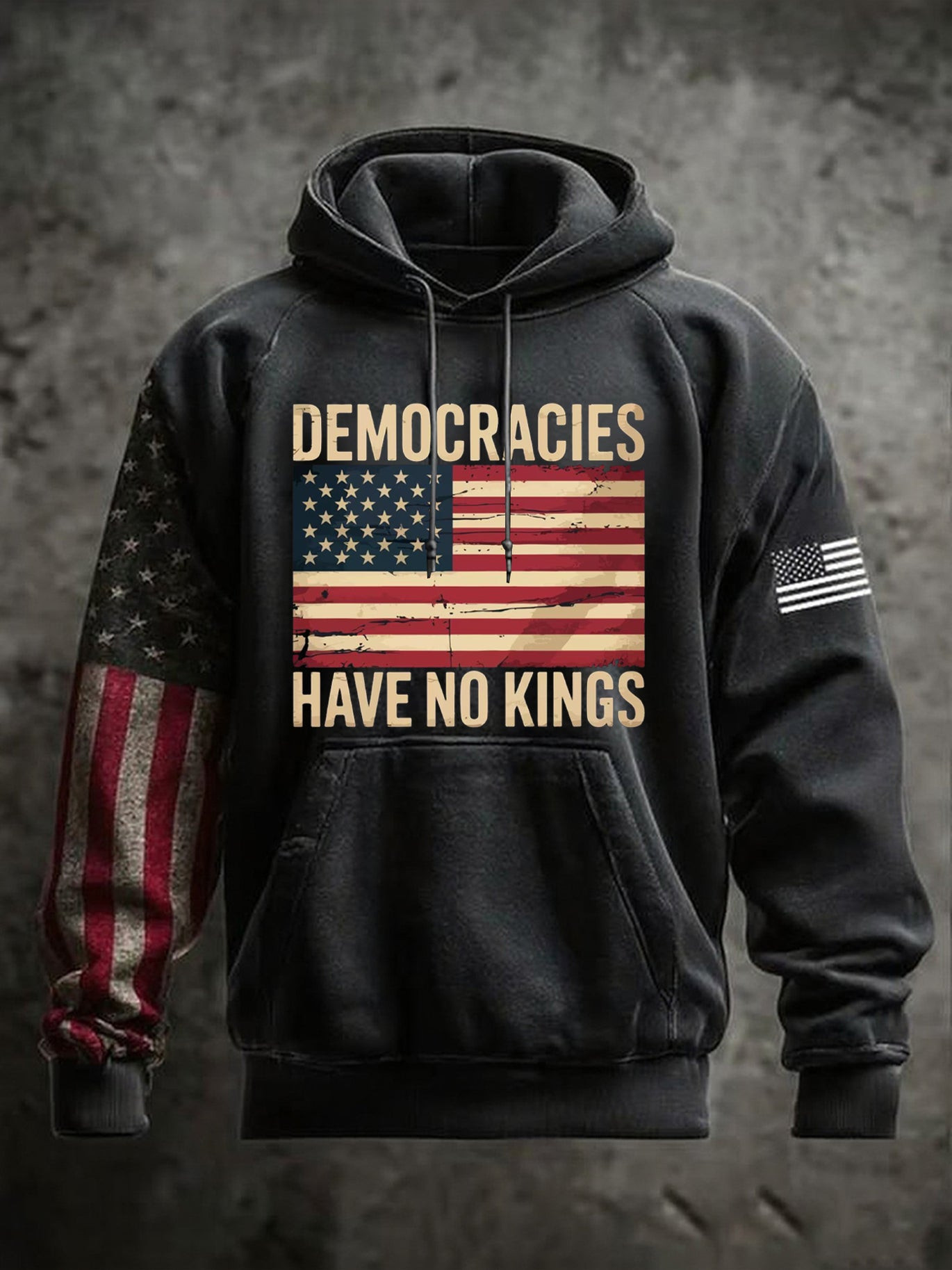 Democracies Has No Kings Hoodie American Flag Freedom America Anti ICE Apparel Gifts For Men