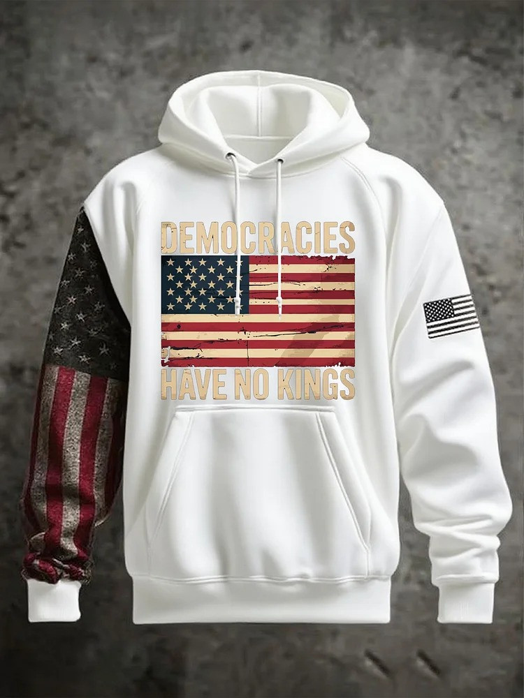 Democracies Have No Kings Hoodie USA Flag Hoodie Patriotic Merch Anti Trump Gifts