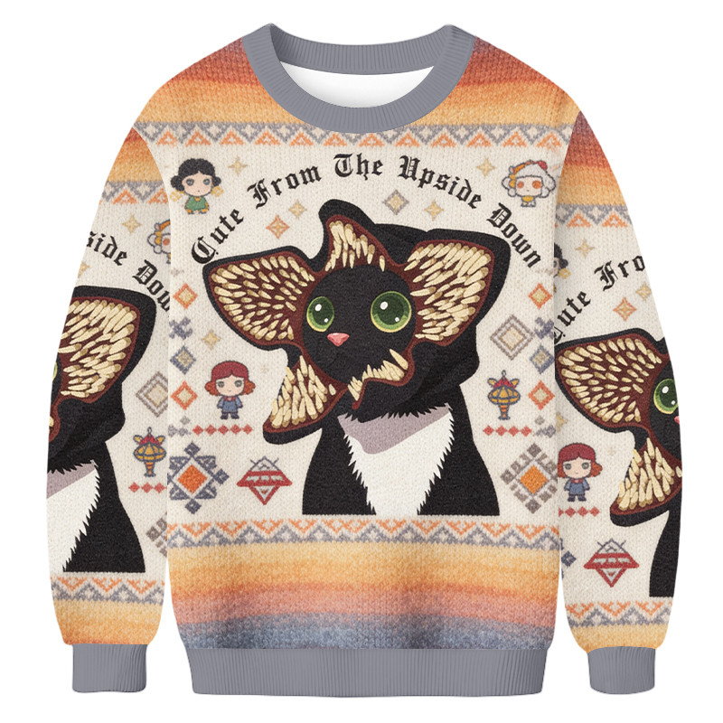 Demogorgon Cat Ugly Christmas Sweater Festive Wear Stranger Things Lover Xmas Gifts