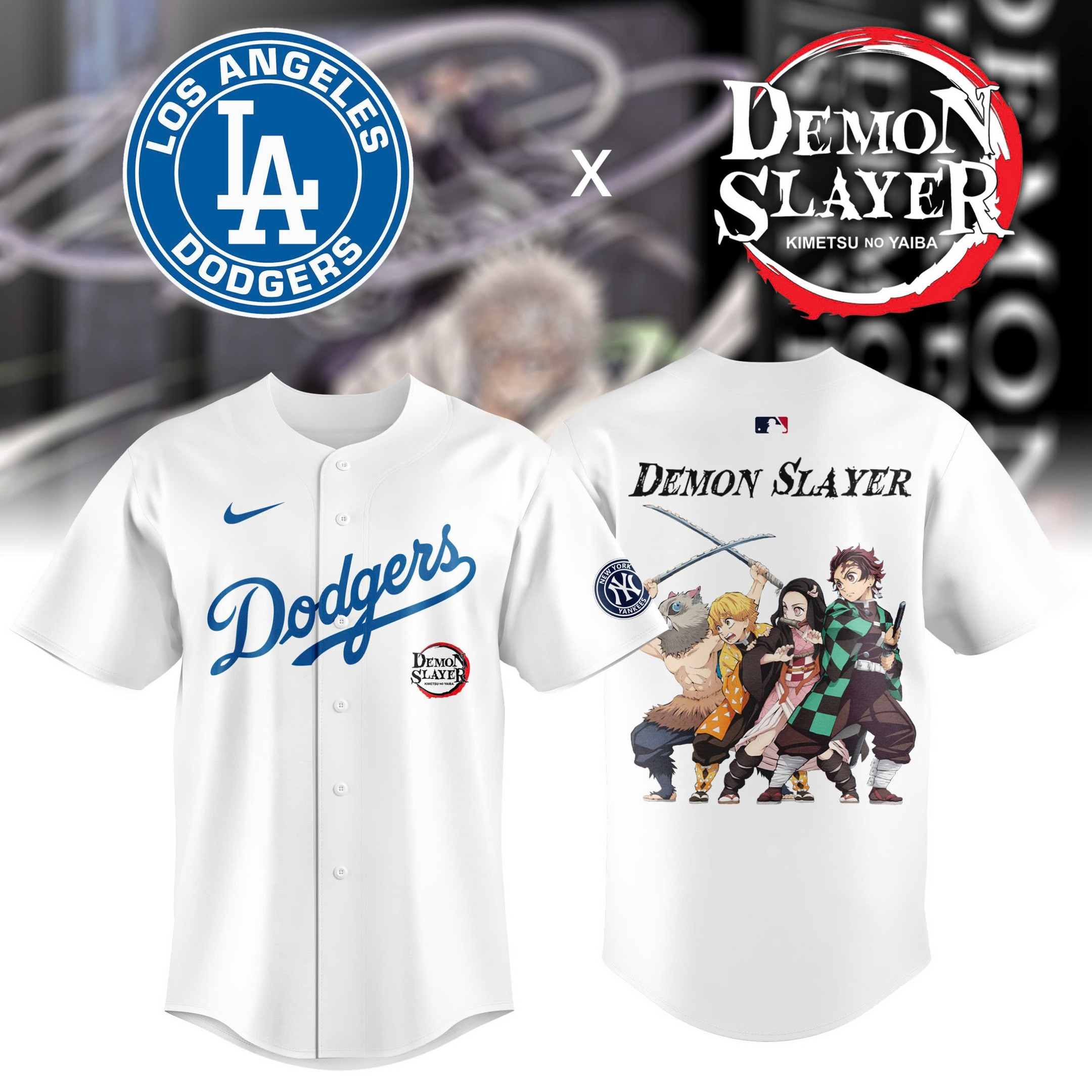 Demon Slayer 2025 Los Angeles Dodgers Baseball Jersey Gifts For Baseball Lovers