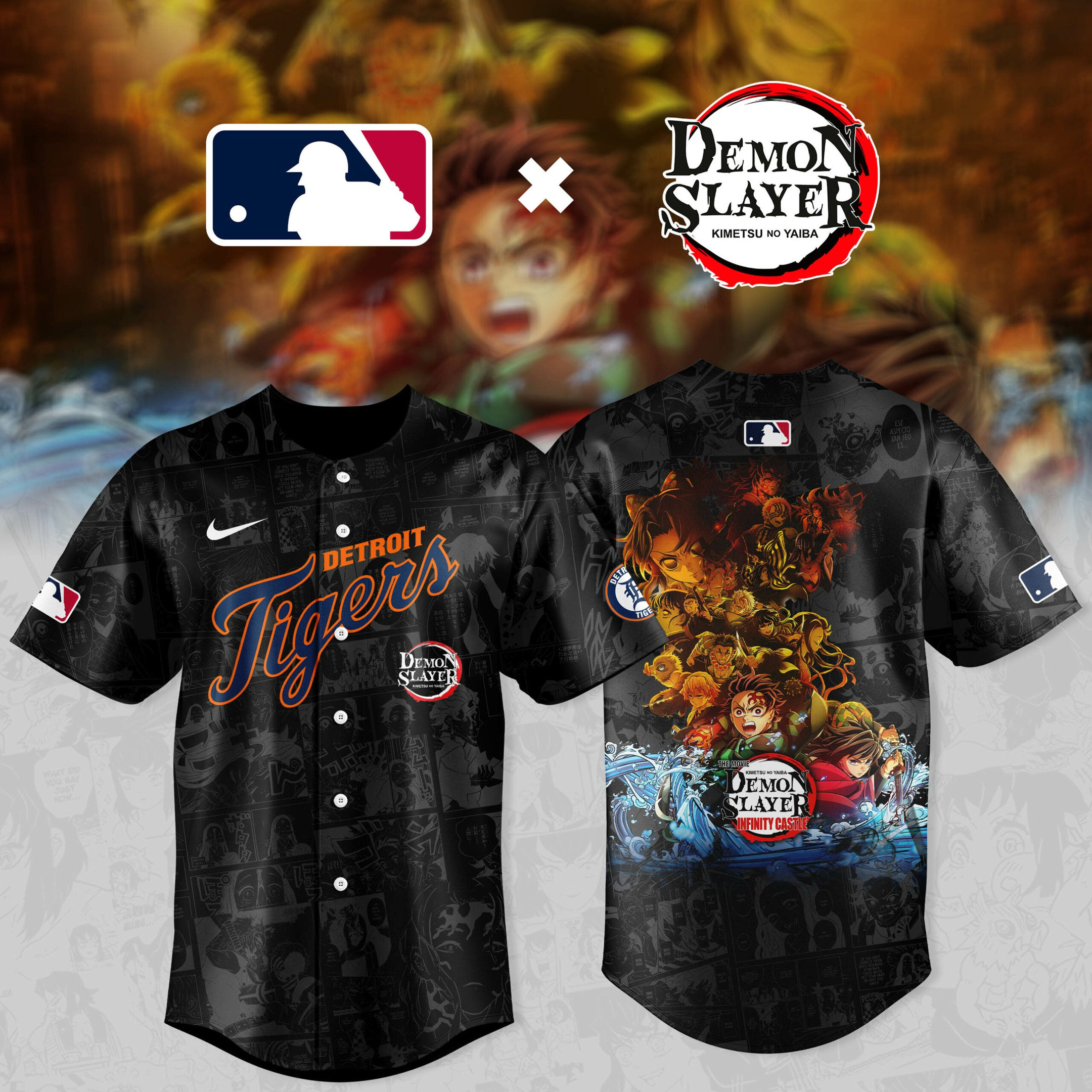 Demon Slayer Detroit Tigers Baseball Jersey Gift Ideas For Baseball Lovers