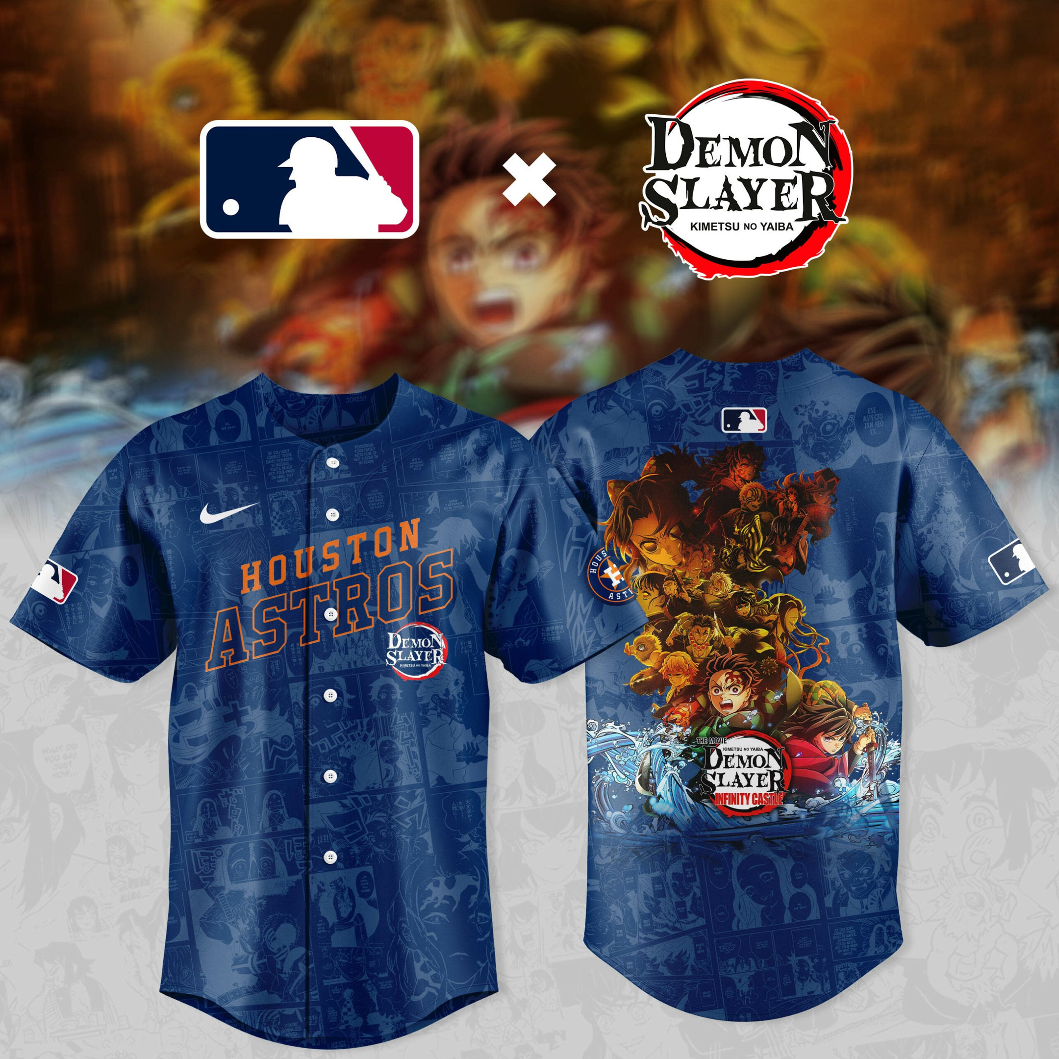 Demon Slayer Houston Astros Baseball Jersey Gift Ideas For Baseball Fans