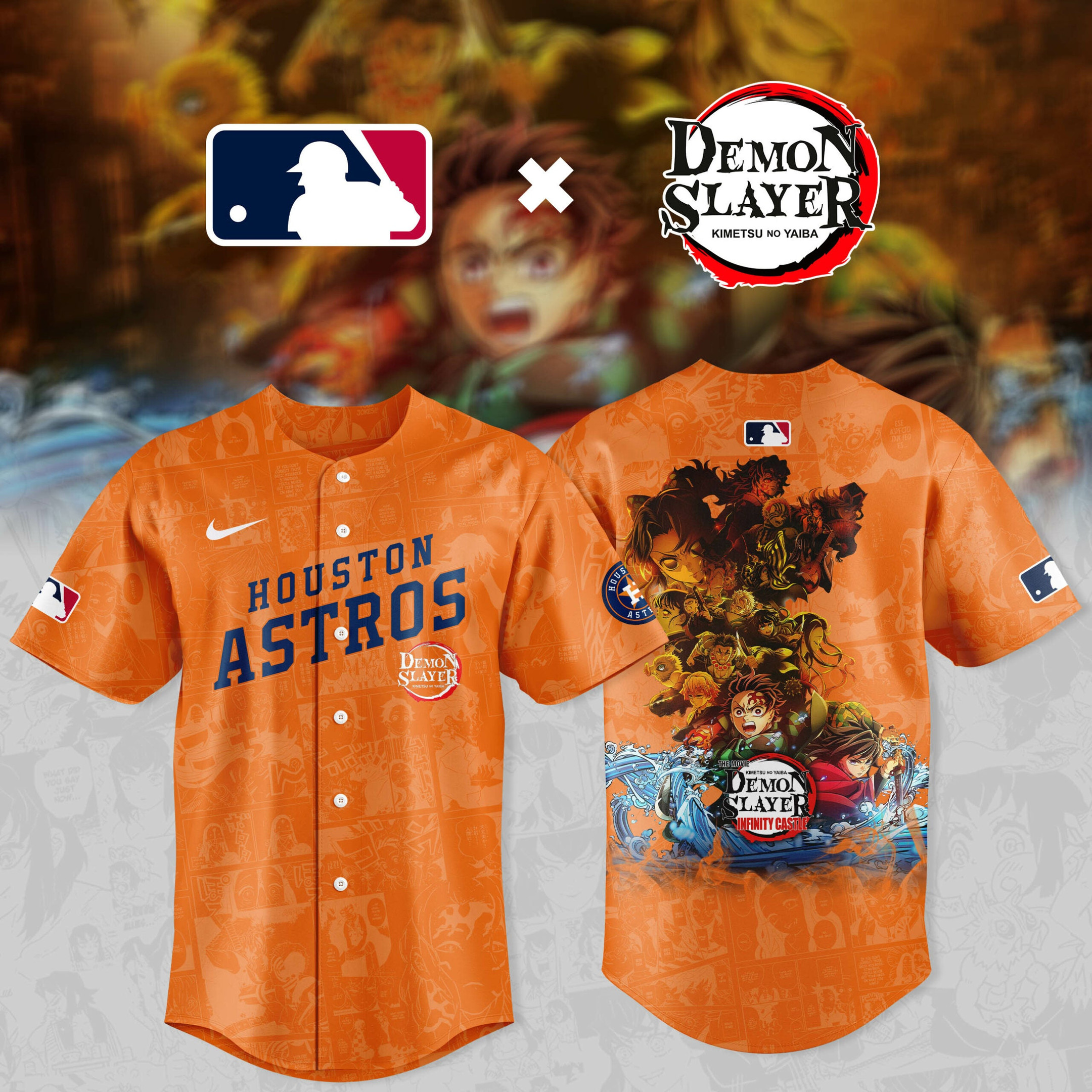 Demon Slayer Houston Astros Baseball Jersey Presents For Baseball Fans