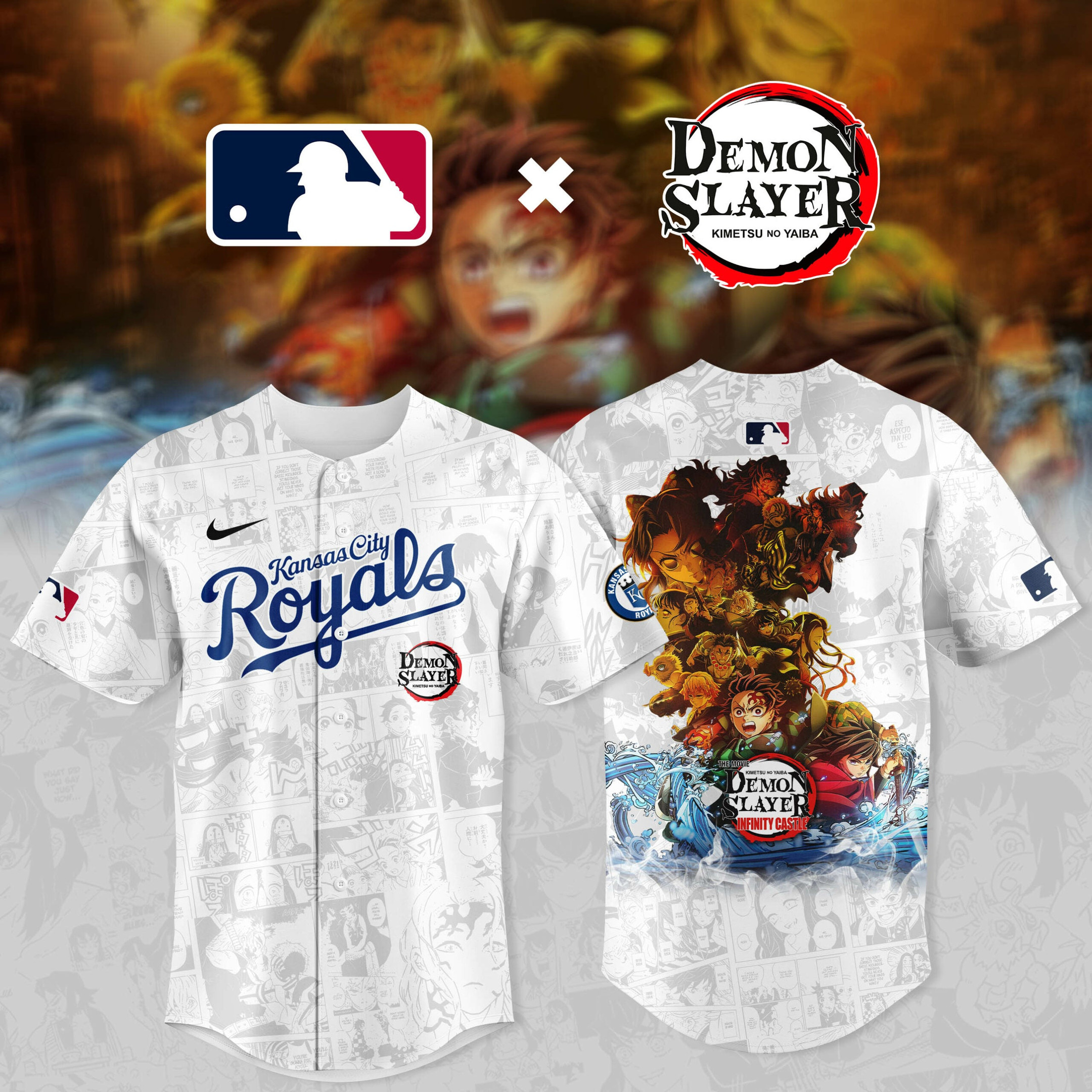 Demon Slayer Kansas City Royals Baseball Jersey Cool Baseball Gifts
