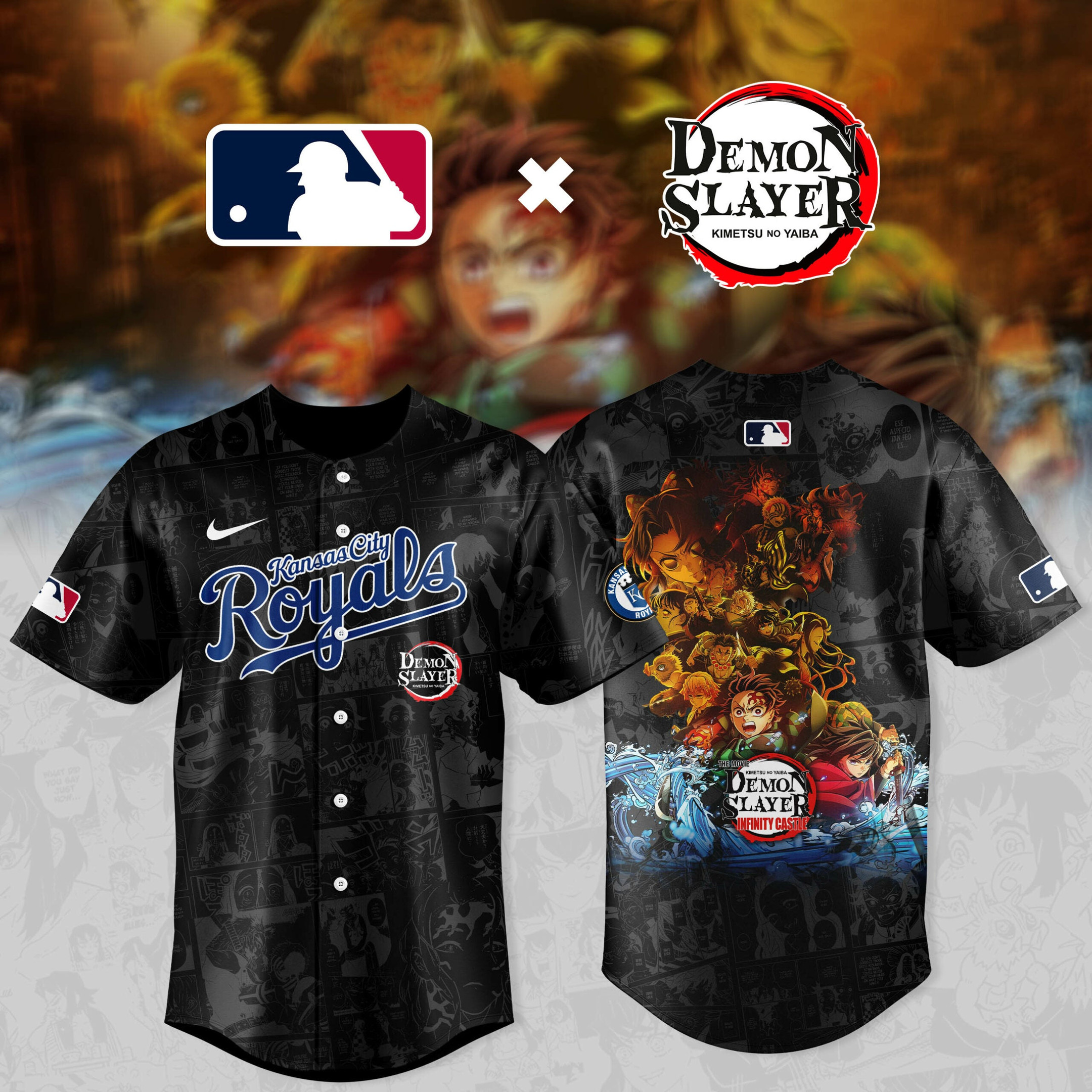 Demon Slayer Kansas City Royals Baseball Jersey Gifts For Baseball Lovers