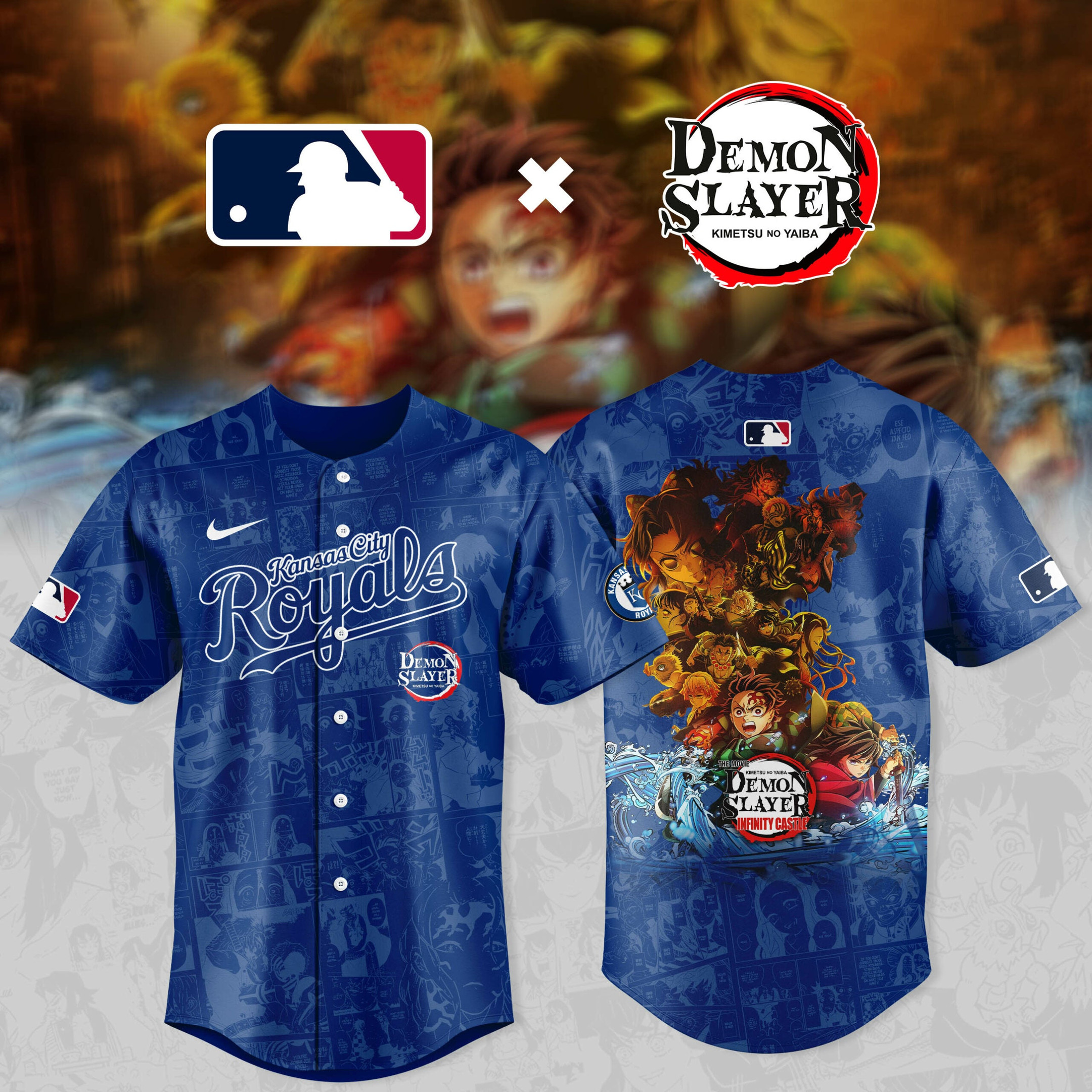 Demon Slayer Kansas City Royals Baseball Jersey Presents For Baseball Fans