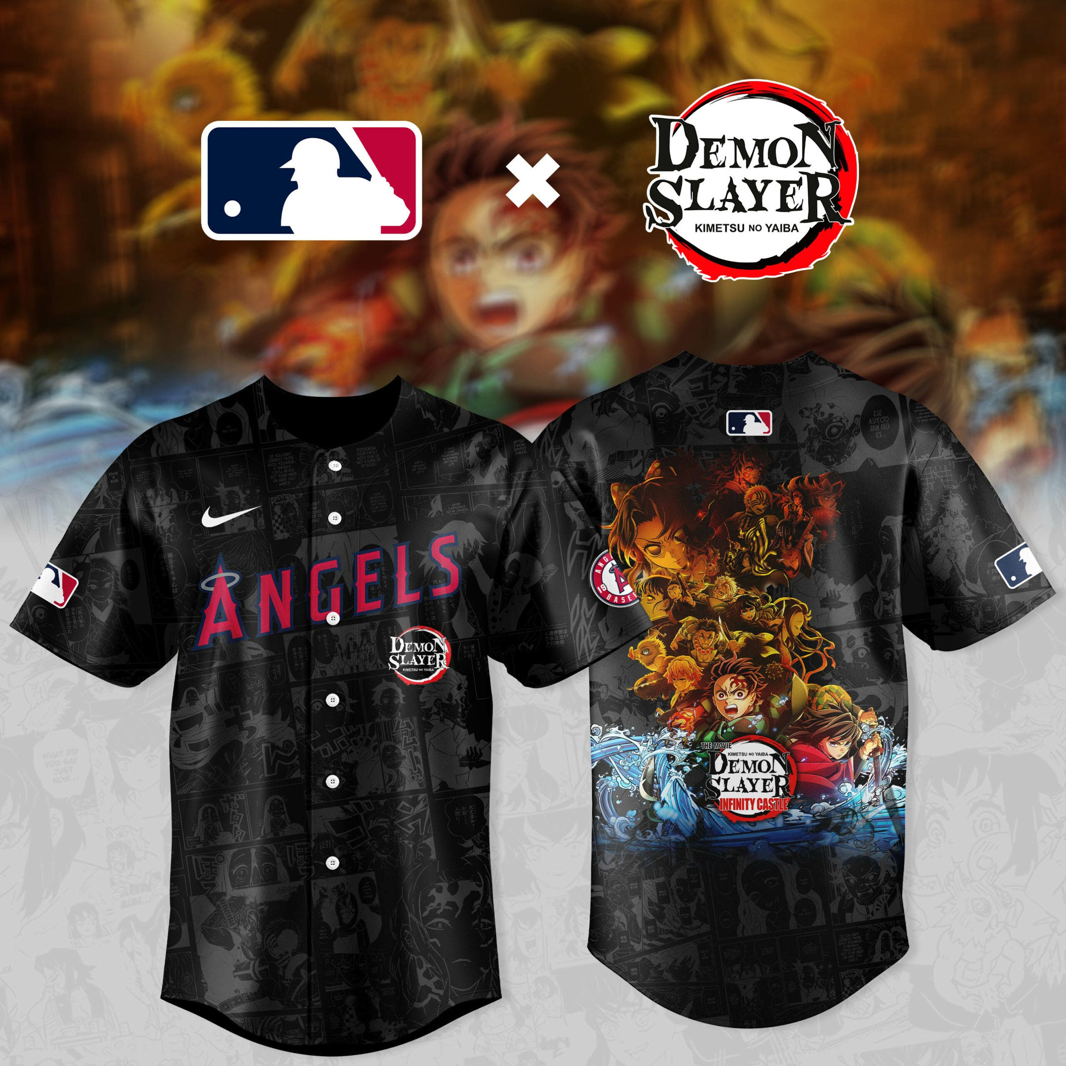 Demon Slayer X Los Angeles Angels Baseball Jersey Gifts For Baseball Fans