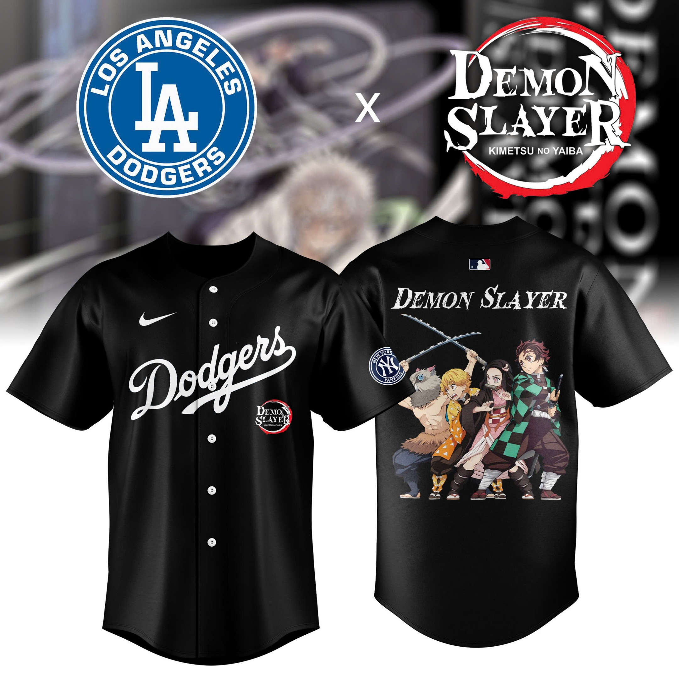 Demon Slayer X Los Angeles Dodgers Baseball Jersey Gift Ideas For Baseball Fans