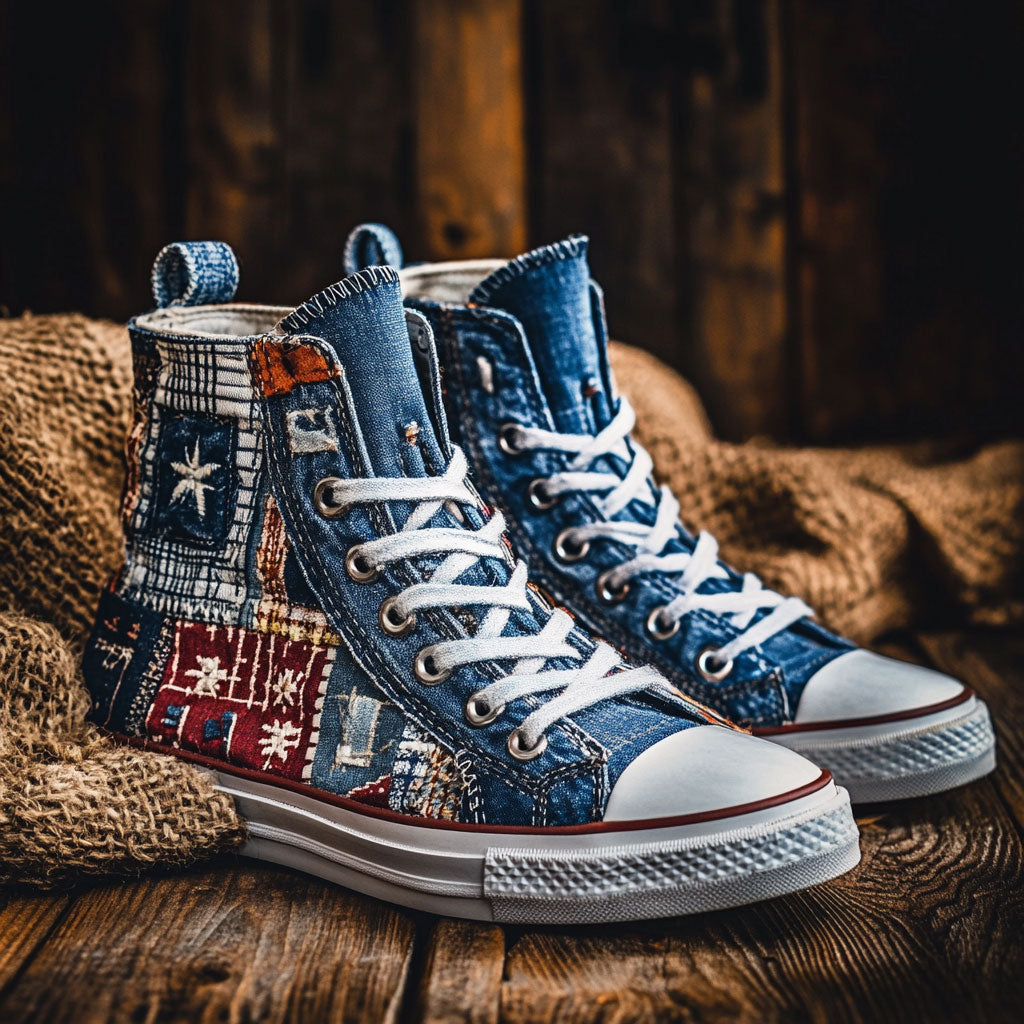 Denim Roots Canvas High Tops Trendy Merch Design