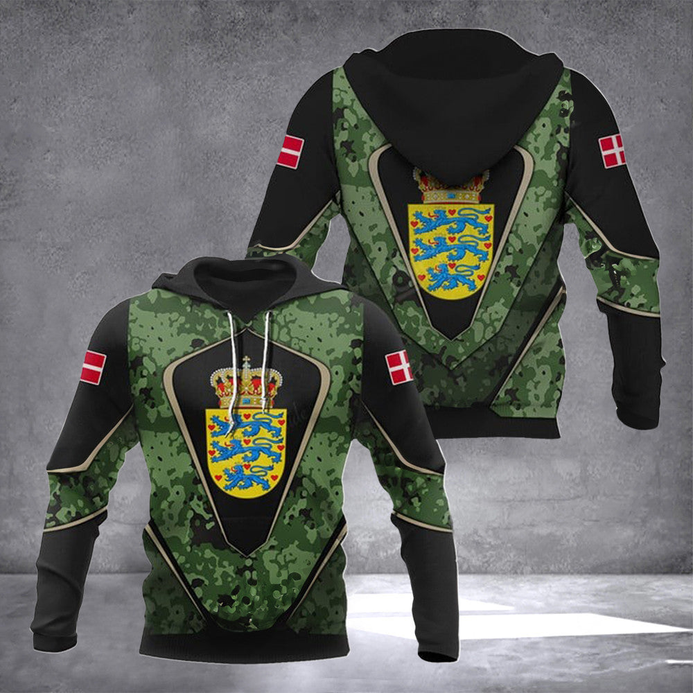 Denmark Coat Of Arms Camouflage Hoodie Denmark Flag With Coat Of Arms Emblem Merch Denmark Coat Of Arms Camouflage Hoodie Denmark Flag With Coat Of Arms Emblem Merch