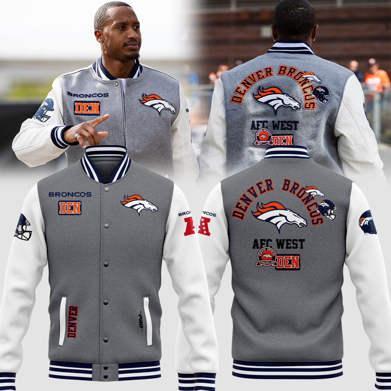 Denver Broncos AFC West Den Bomber Jacket Football Fan Gift Ideas