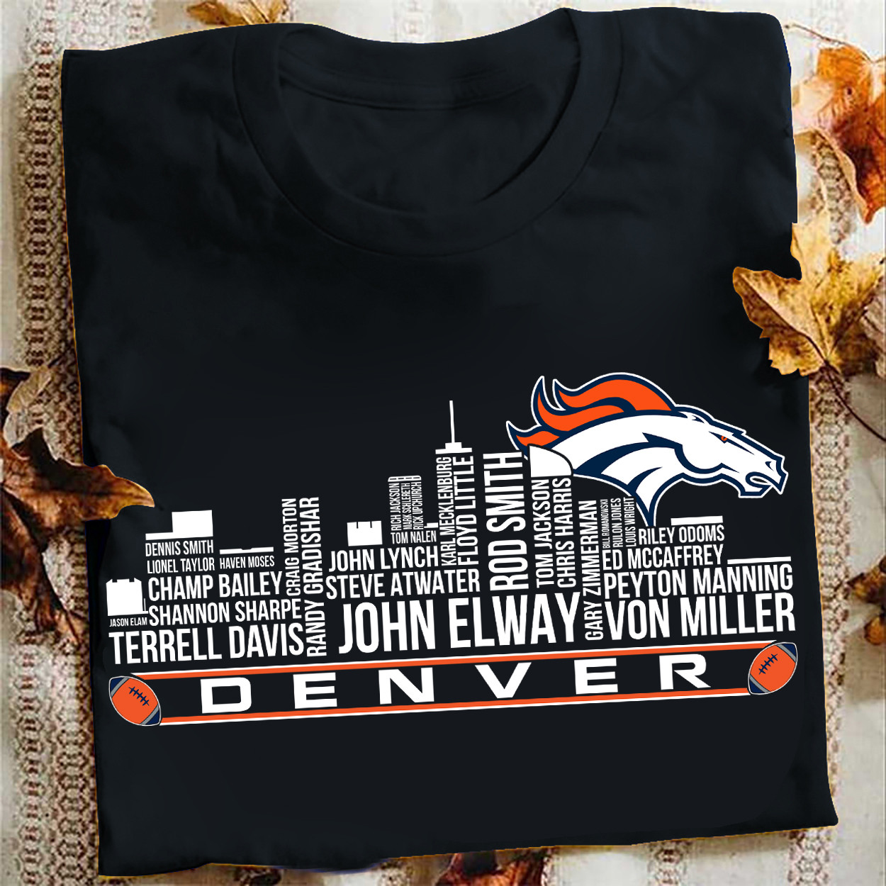 Denver Broncos Legacy Denver City Skyline T-Shirt Gift Ideas For Football Fans
