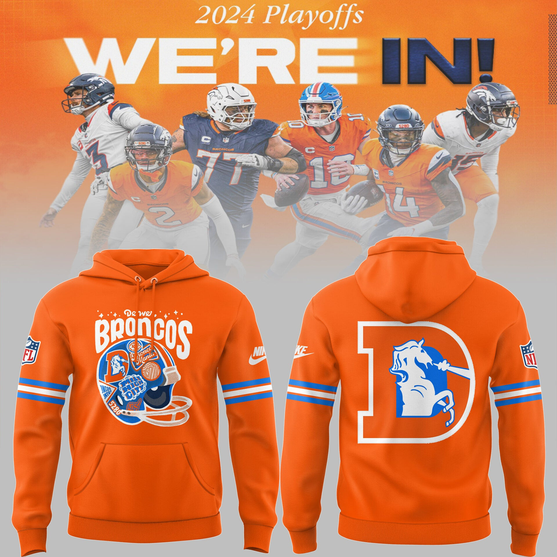 Denver Broncos Throwback To 77' Hoodie 2025 Gift Ideas For Football Lovers