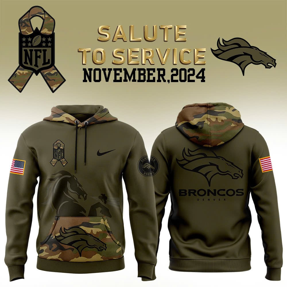 Denver Broncos Veterans Camo 2024 Salute To Service Hoodie Football Fan Gift Ideas
