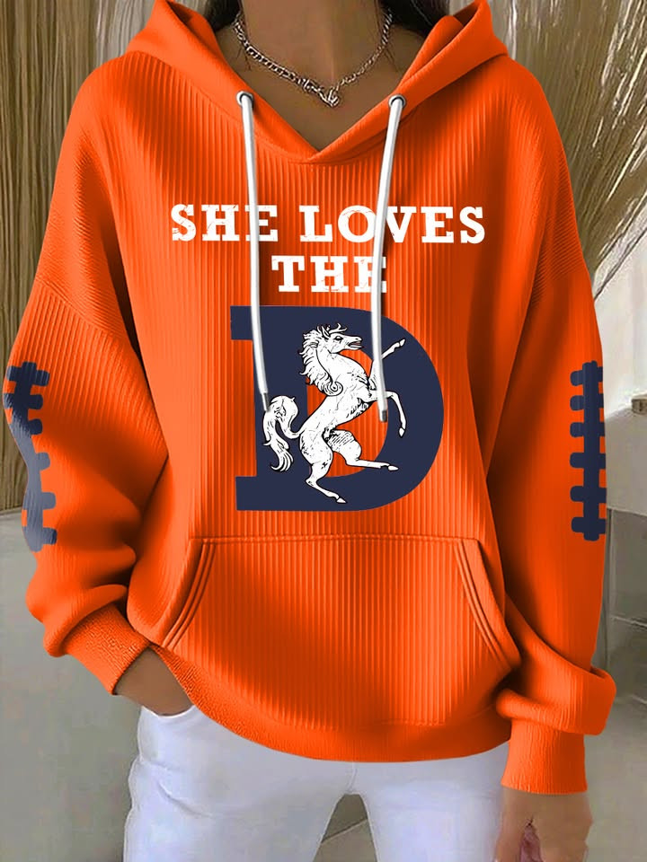 Denver Football Sweatshirt She Loves The D Sweatshirt Game Day Women's Apparel Gifts For Her