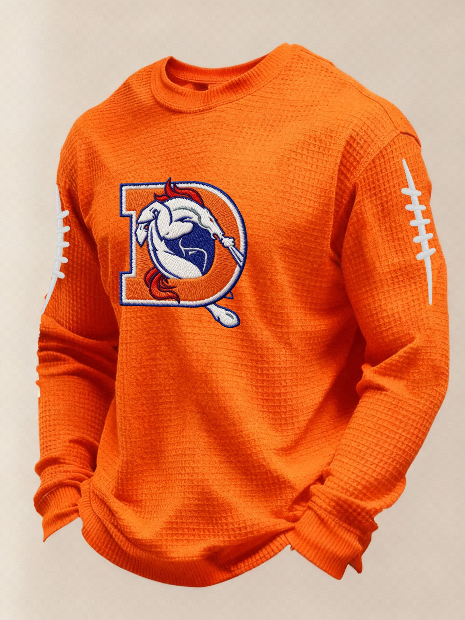 Denver Football Waffle Long Sleeve Shirt Denver Forever Apparel DB Merch Football Themed Gifts