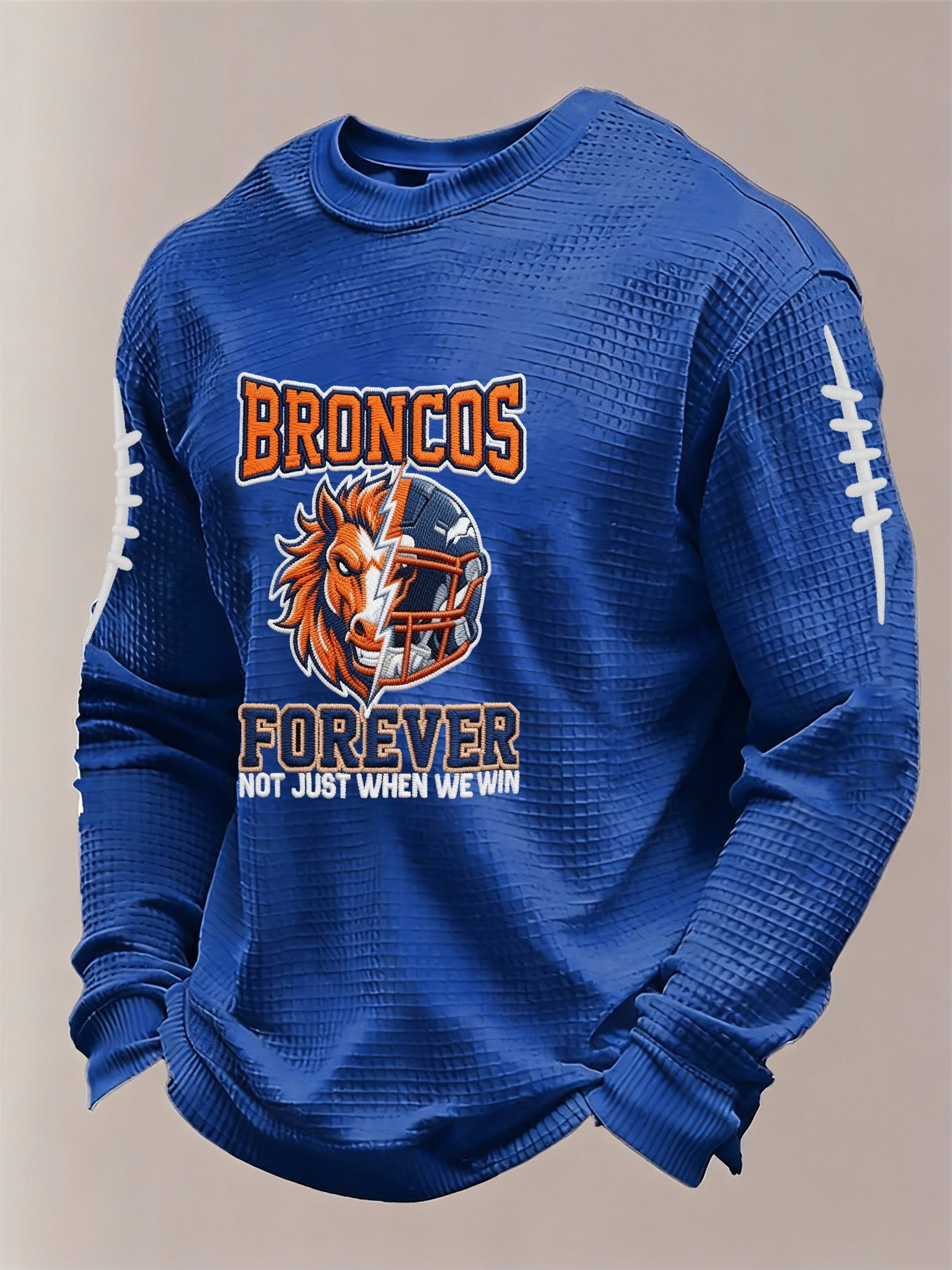 Denver Football Waffle Long Sleeve Shirt Pride DB Merch Broncos Forever Not Just When We Win
