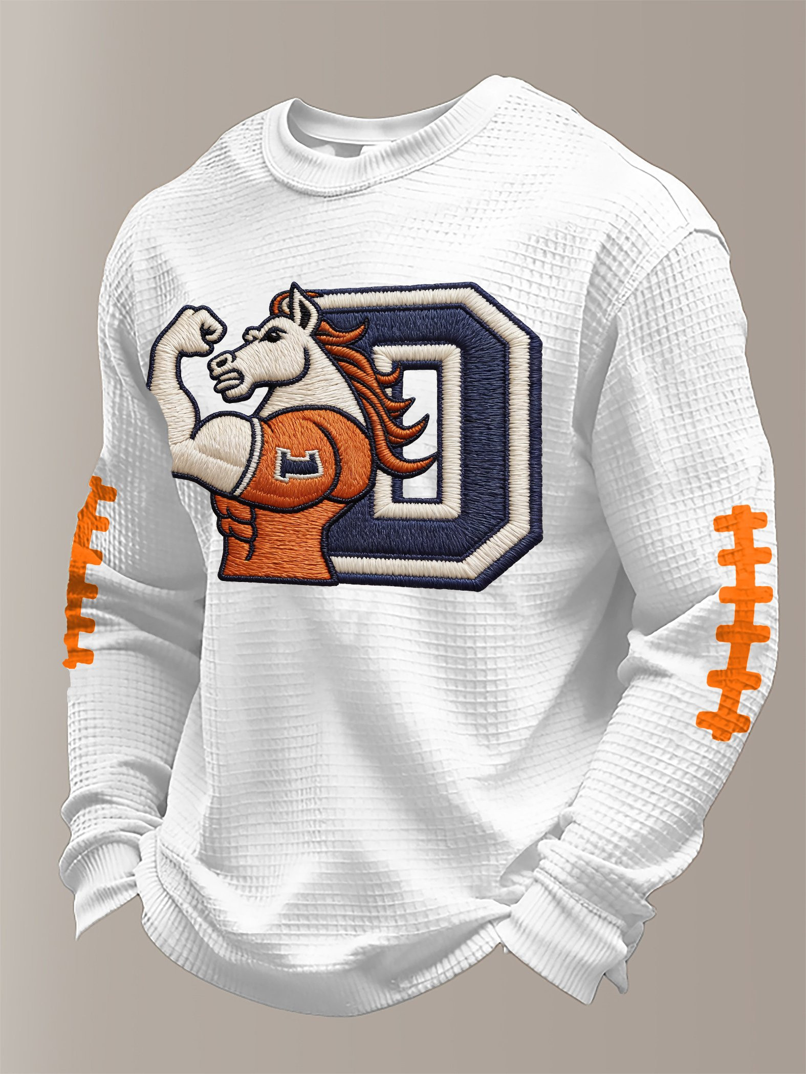 Denver Football Waffle Long Sleeve T-Shirt Denver Pride Game Day Apparel DB Merch Gift For Him