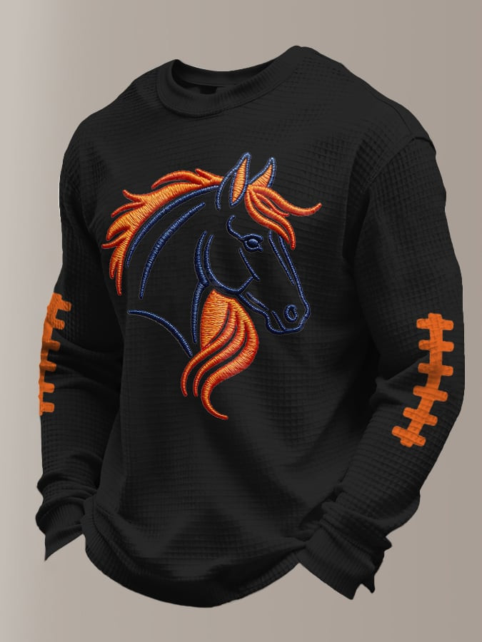 Denver Football Waffle Long Sleeve T-Shirt Denver Pride Game Day Shirt DB Merch Gift For Dad