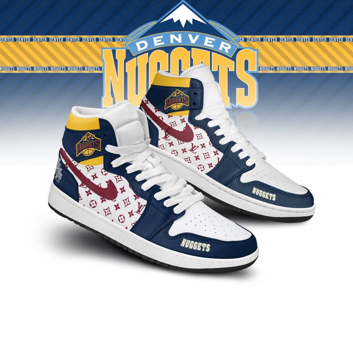 Denver Nuggets AF1 High Top Shoes Gifts For Basketball Lovers
