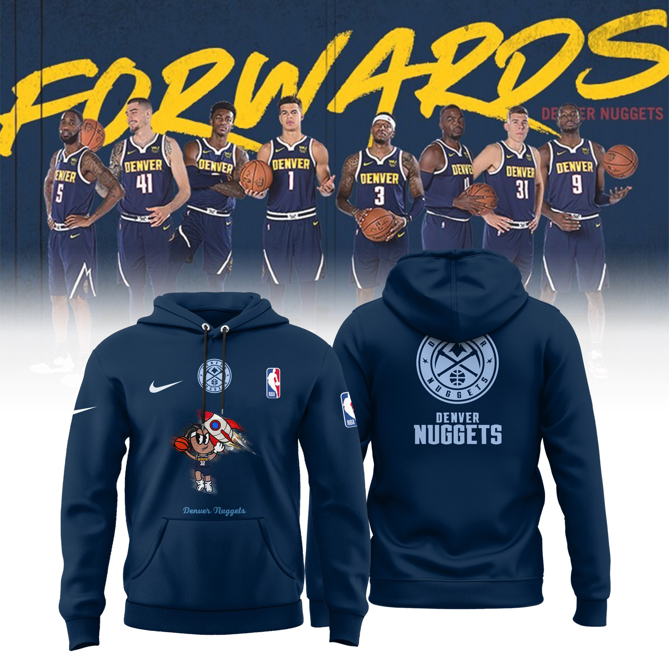 Denver Nuggets Hoodie Cool Gifts For Basketball Fans