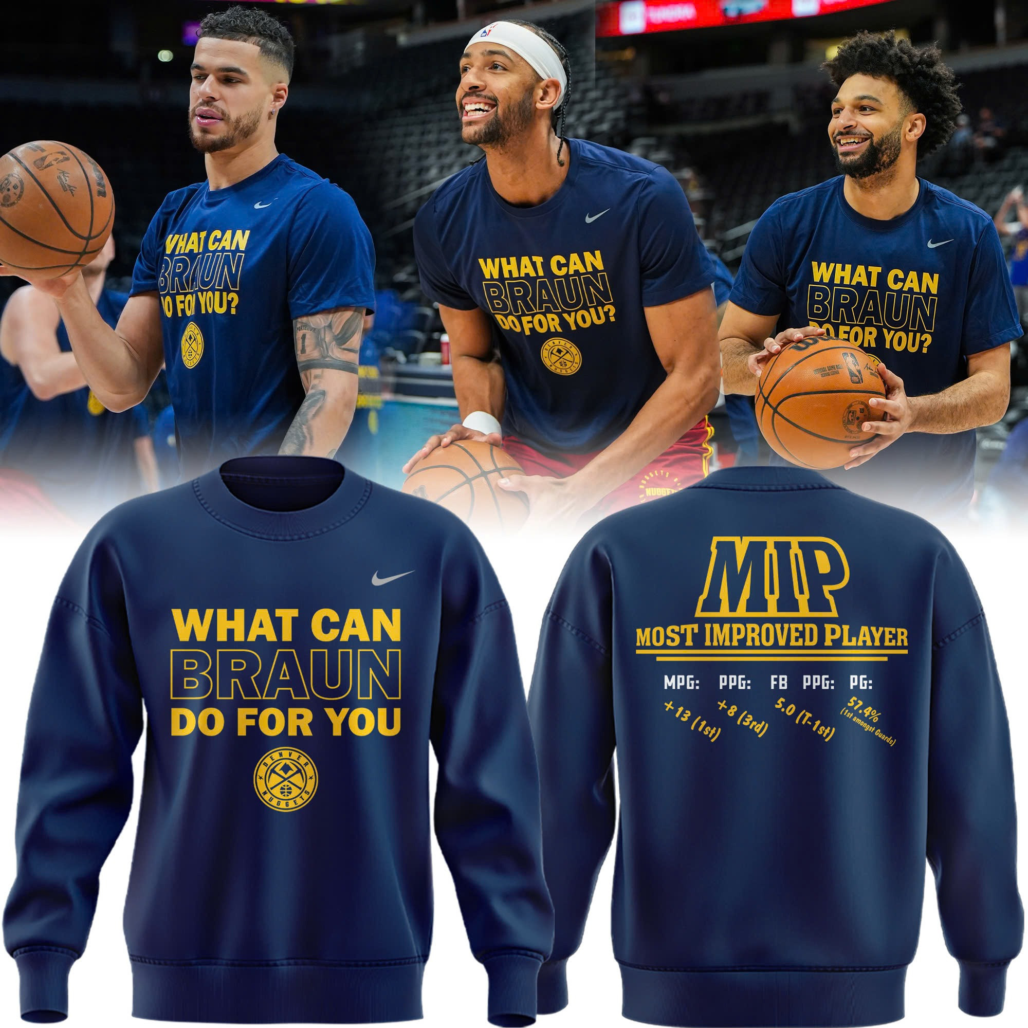 Denver Nuggets Merch MIP 2025 Most Improved Player Sweatshirt What Can Braun Do For You
