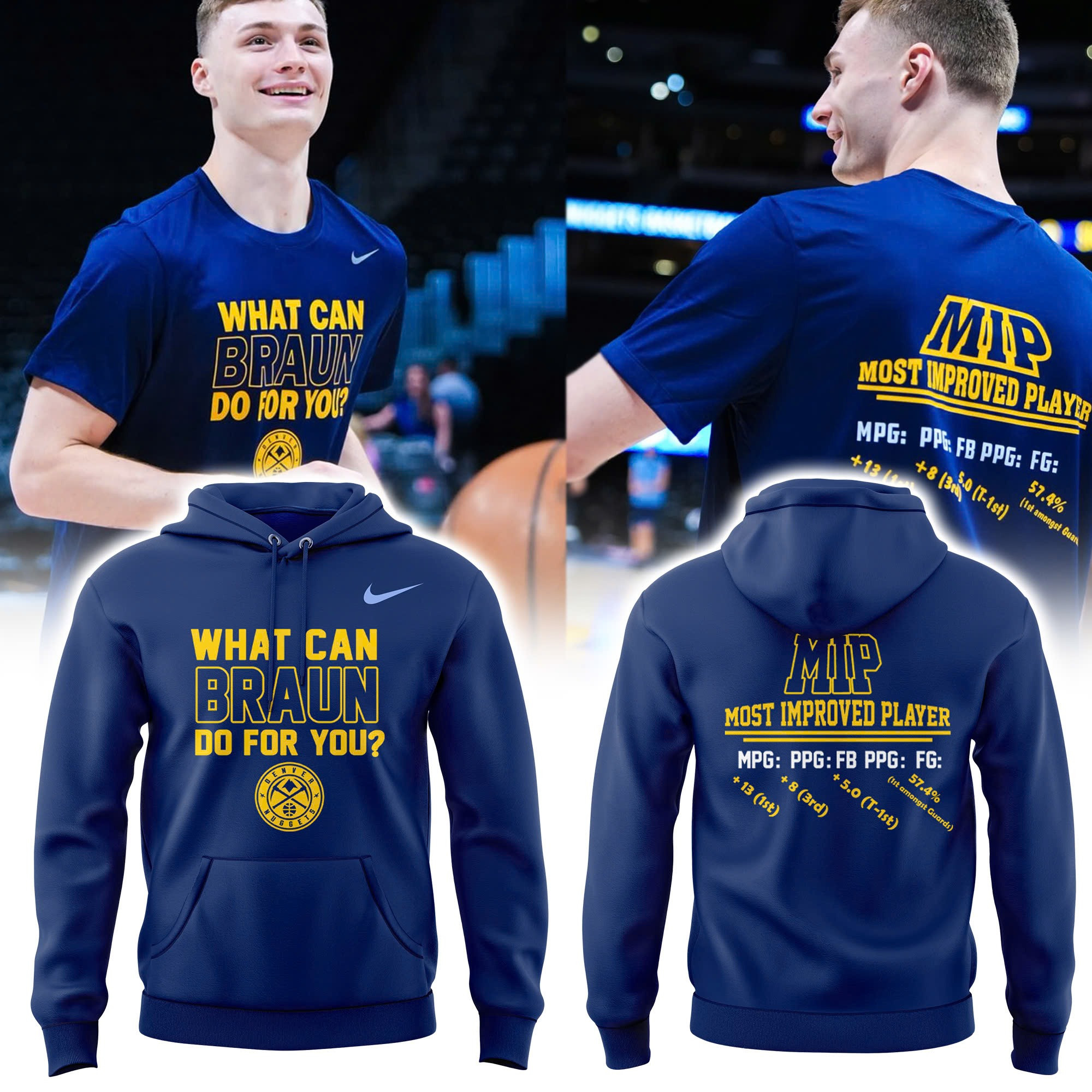 Denver Nuggets MIP 2025 Most Improved Player Hoodie What Can Braun Do For You Fan Merch