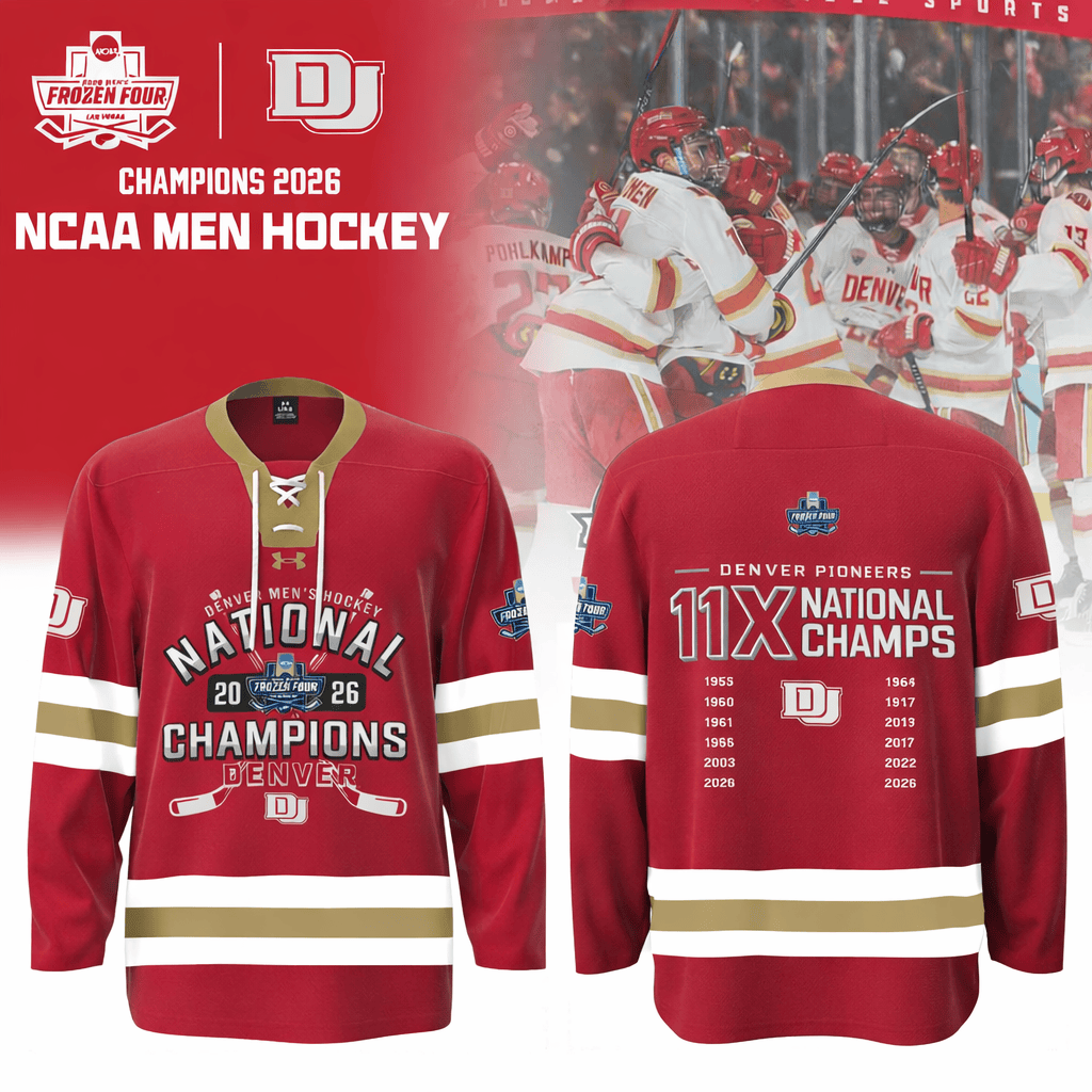 Denver Pioneers Hockey Jersey 2026 NCAA Men's Hockey Champions Apparel Fan Gift Idea