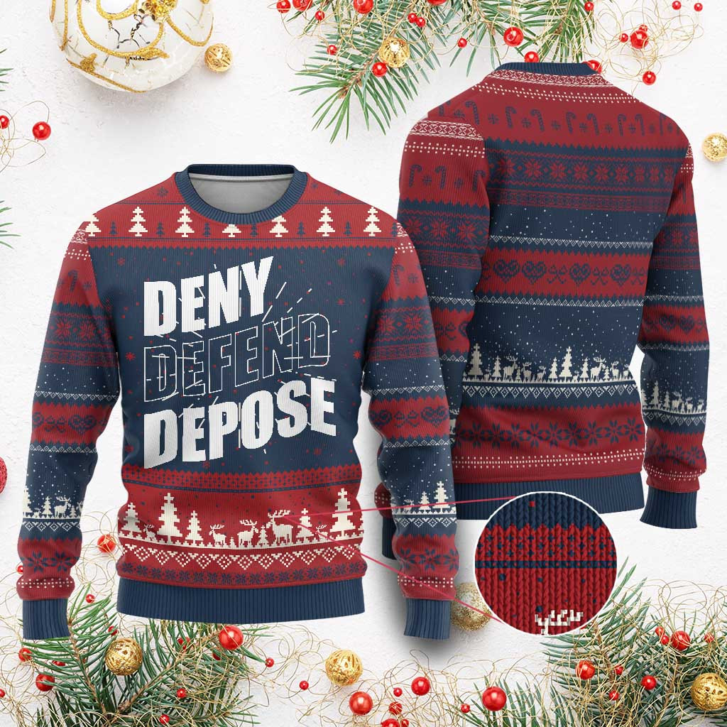 Deny Defend Depose Social Justice Ugly Christmas Sweater Xmas Gift To Daddy From Daughter