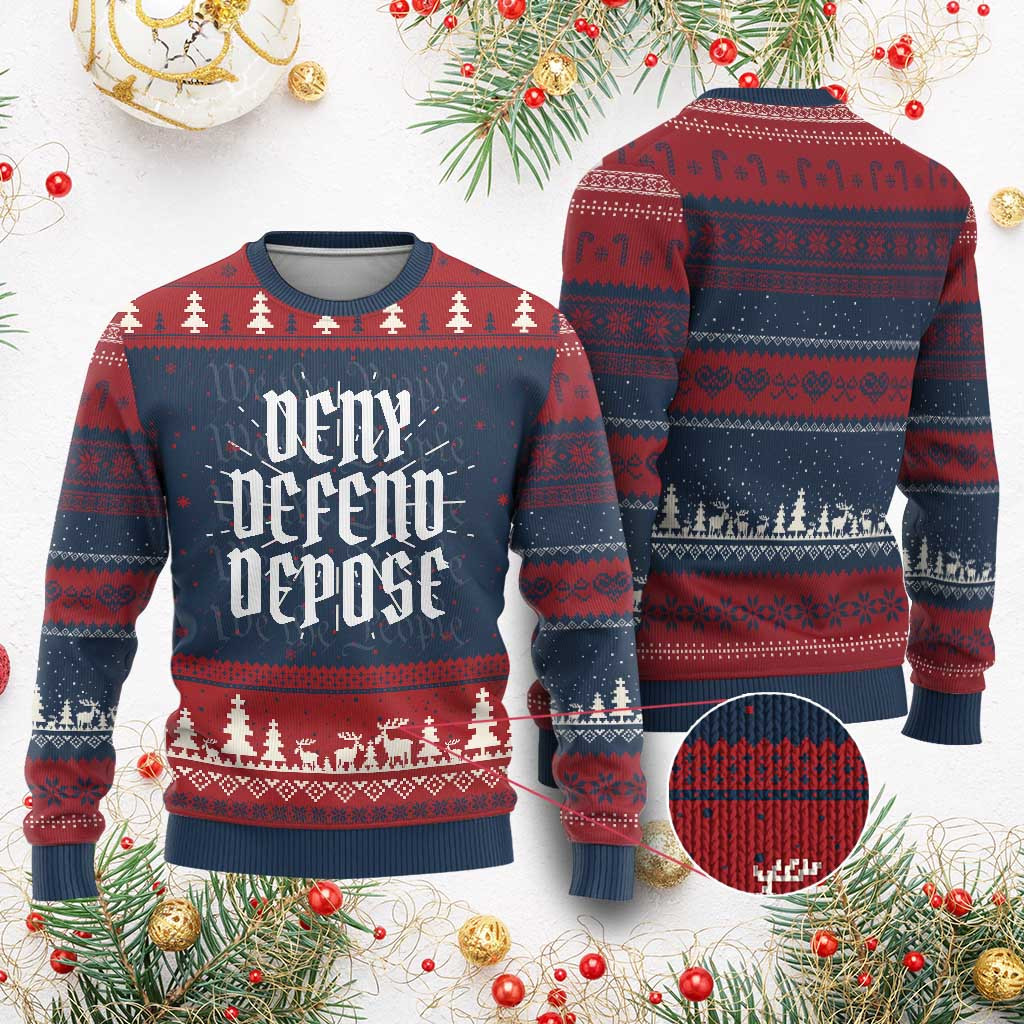 Deny Defend Depose Ugly Christmas Sweater We The People Patriotic Present Ideas For Men