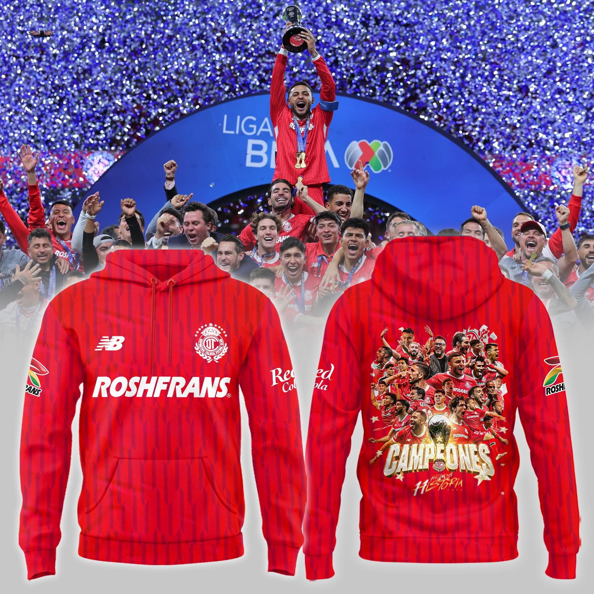 Deportivo Toluca FC 2025 Clausura CAMPEONES Hoodie Men's Merch Gifts For Fans