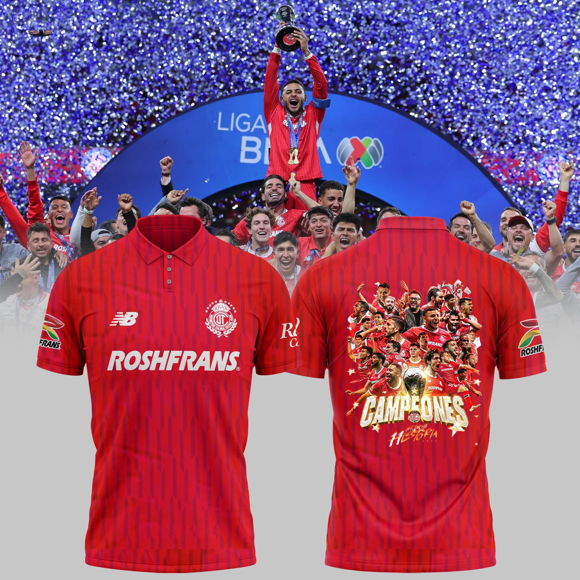 Deportivo Toluca FC 2025 Clausura CAMPEONES Polo Shirt Men's Fan Merch Gifts