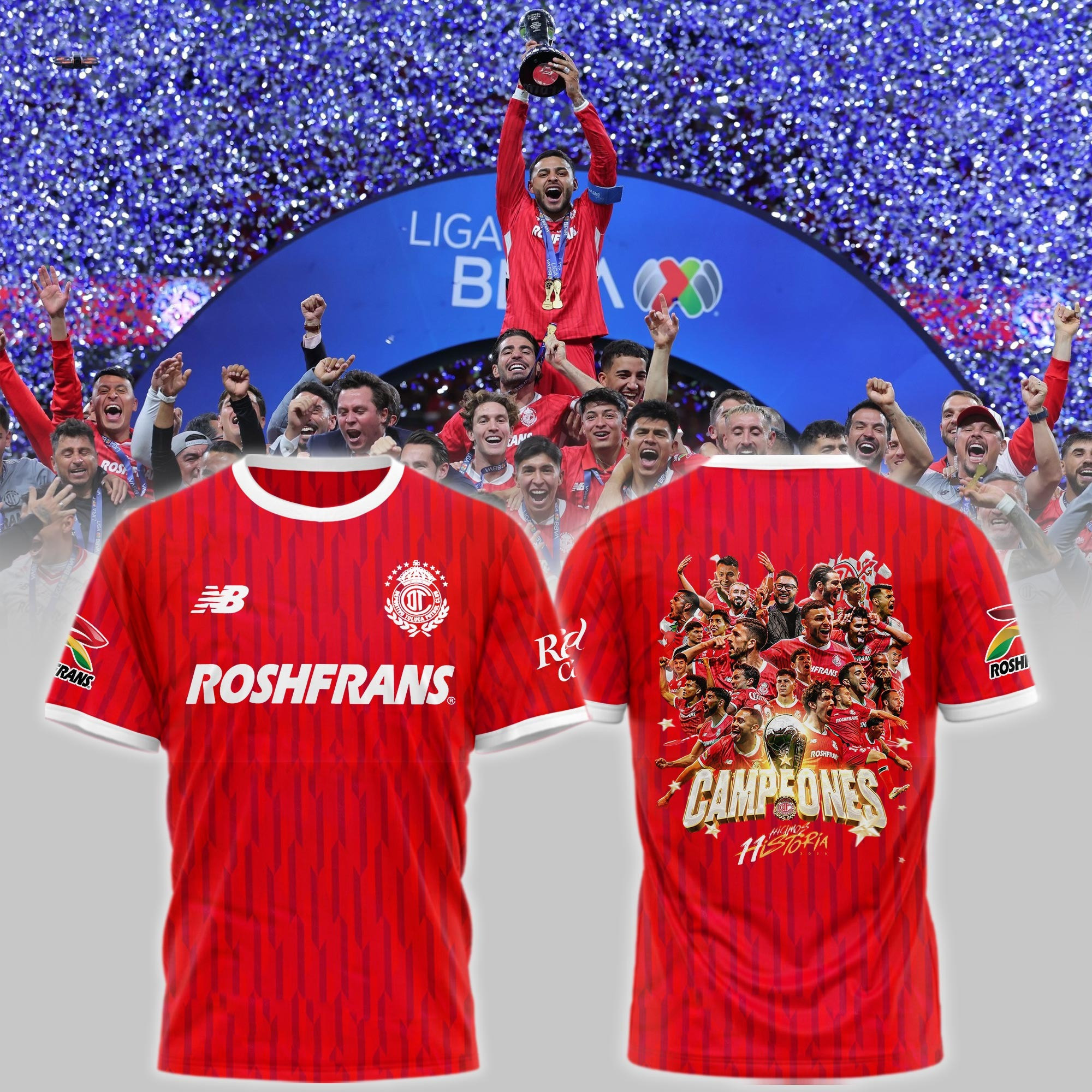 Deportivo Toluca FC 2025 Clausura CAMPEONES T-Shirt Men's Merch Soccer Gifts For Fans