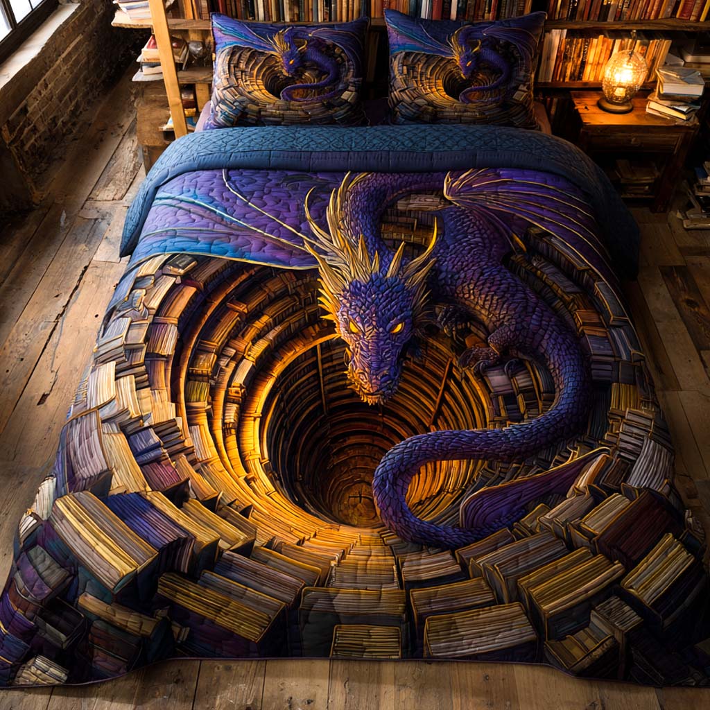Depthfire Wyrm Quilted Bedding Set Duvet Cover Bed Sheet Set Awesome Gifts For Book Lovers