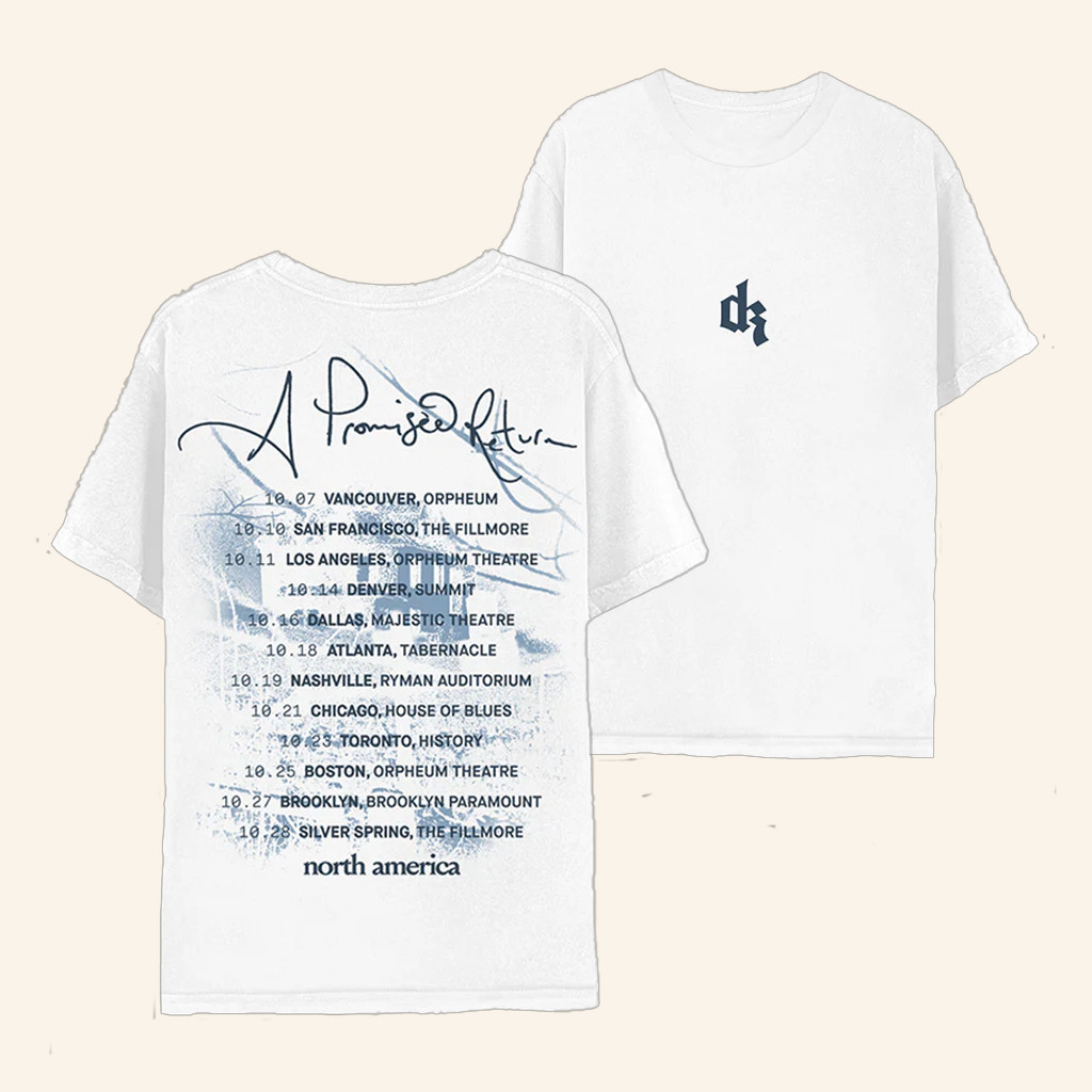 Dermot Kennedy Merch A Promised Return Tour White T-Shirt Cool Gifts For Music Lovers