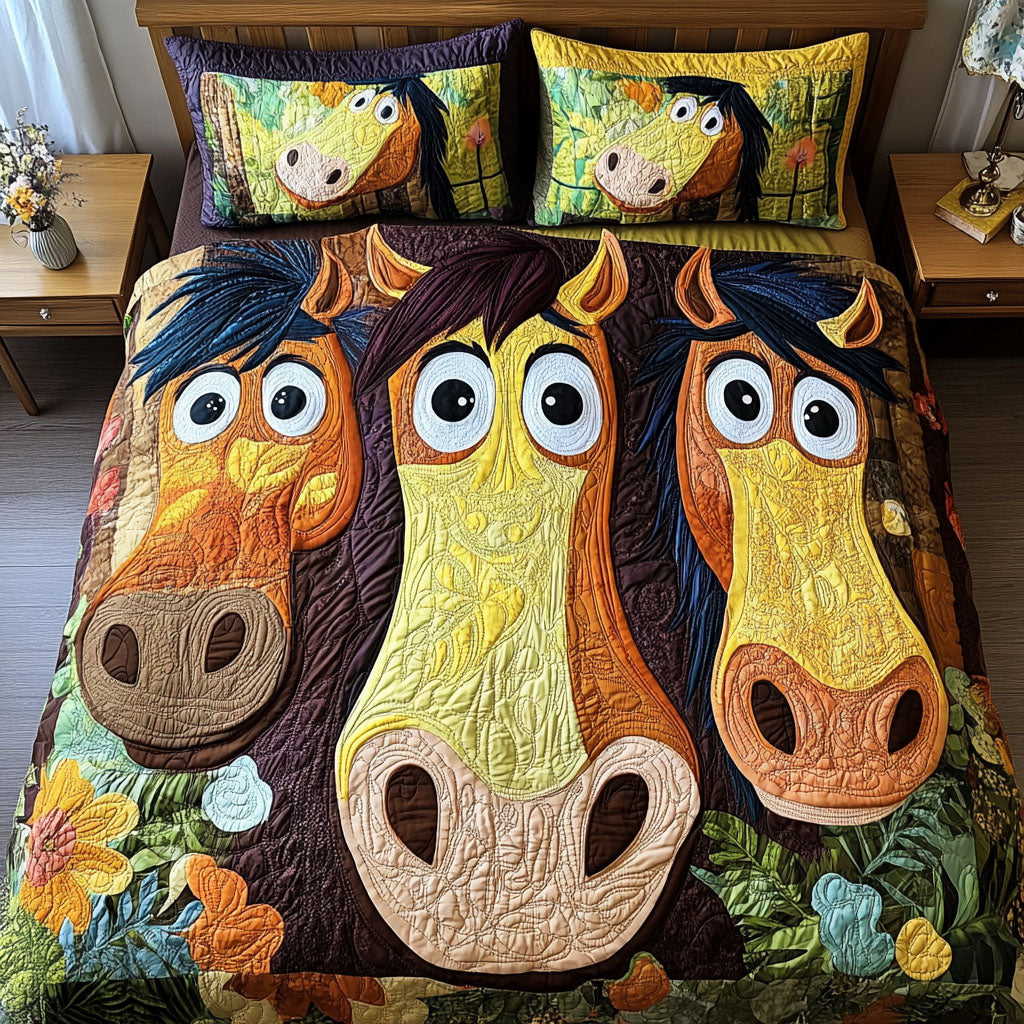 Derpy Galloper Quilted Bedding Set Best Comforter Sets Great Gifts For Horse Owners