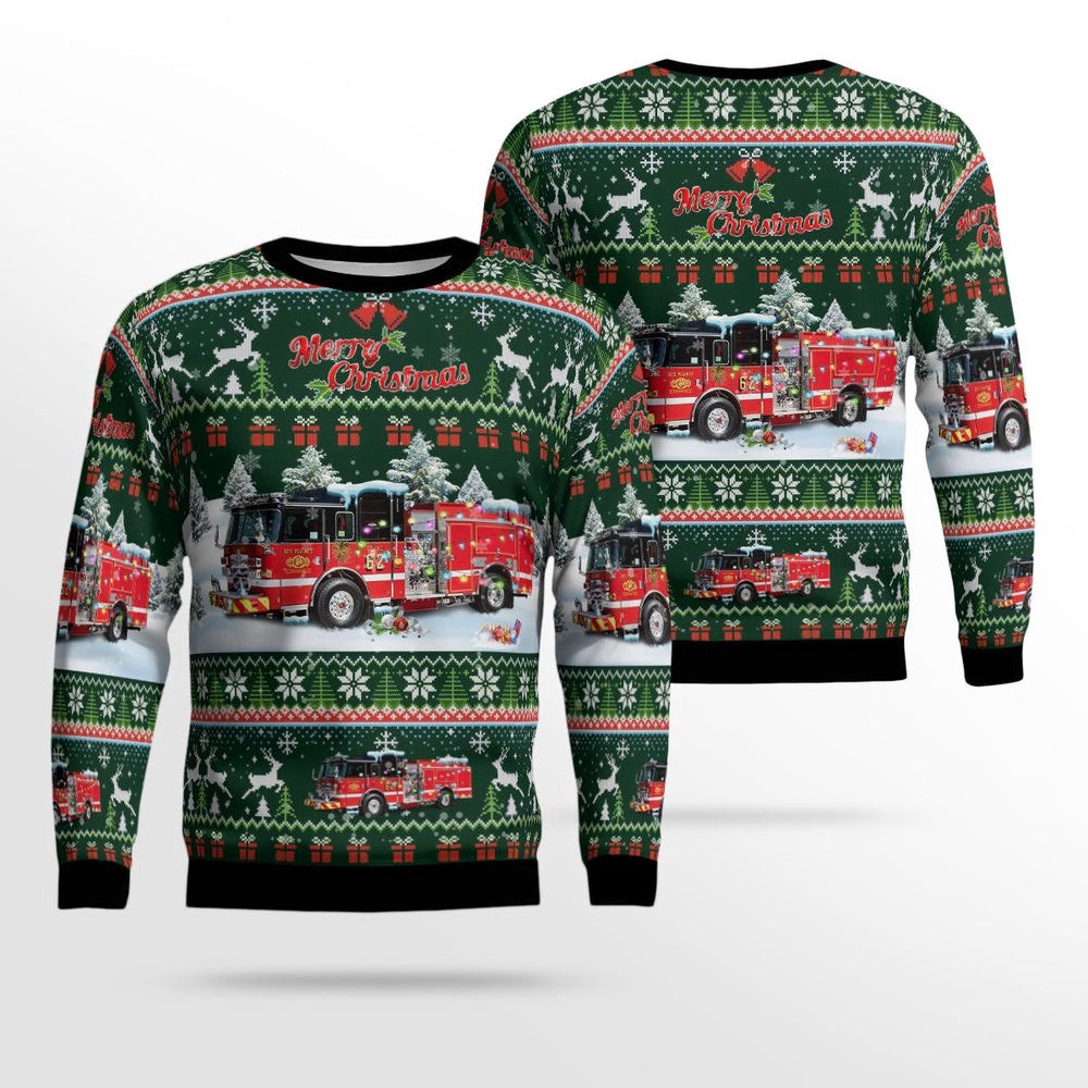 Des Plaines Illinois City of Des Plaines Fire Department AOP Ugly Sweater Xmas Unisex Sweater Christmas Gifts For Men Women