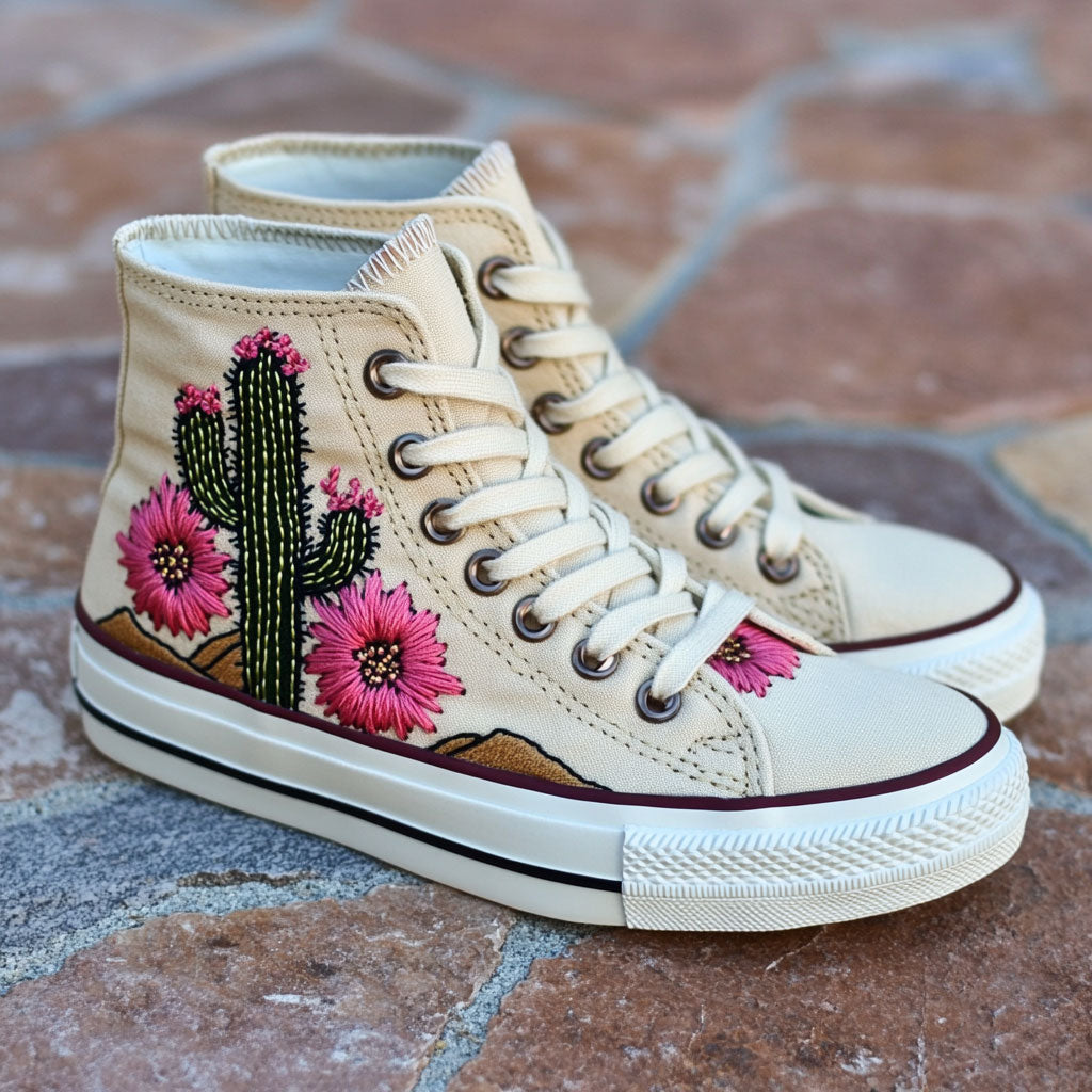 Desert Bloom Canvas High Tops Trendy Merch Design