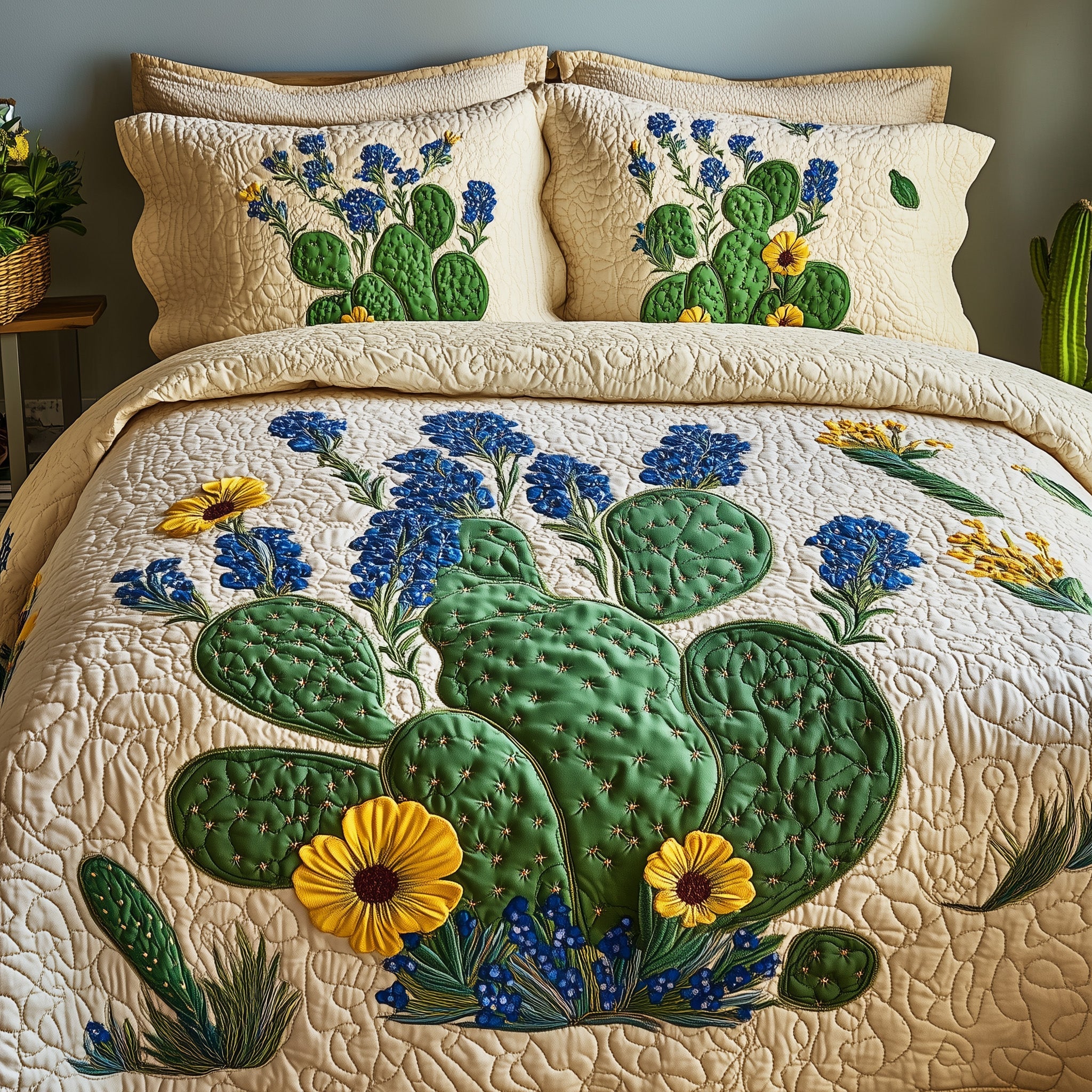 Desert Bloom Dream Quilted Bedding Set Duvet Cover Merchandise Cowboy Christmas Presents