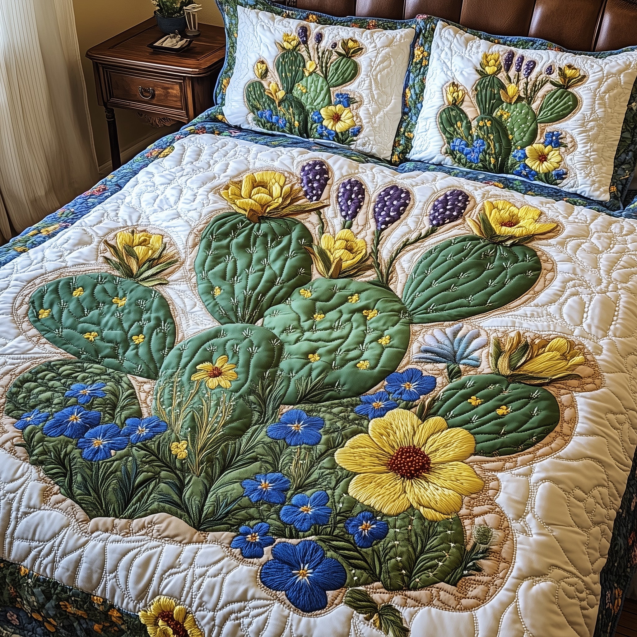 Desert Bloom Dream Quilted Bedding Set Duvet Cover Merchandise Cowboy Gifts For Dad