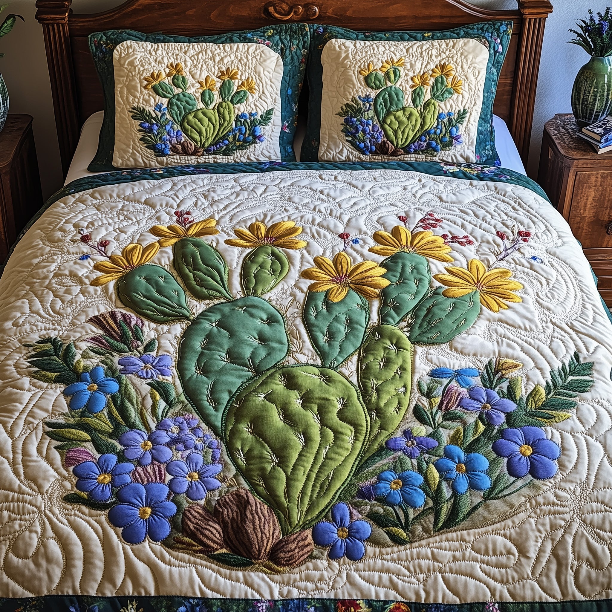 Desert Bloom Dream Quilted Bedding Set Duvet Cover Merchandise Cowboy Gifts For Him