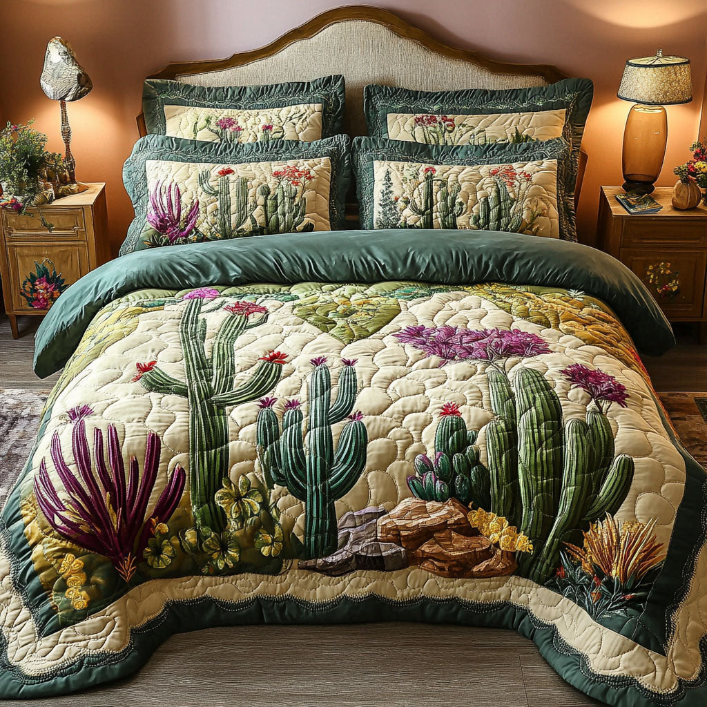 Desert Bloom Elegance Quilted Bedding Set Unique Bedding Gift for Family Gatherings
