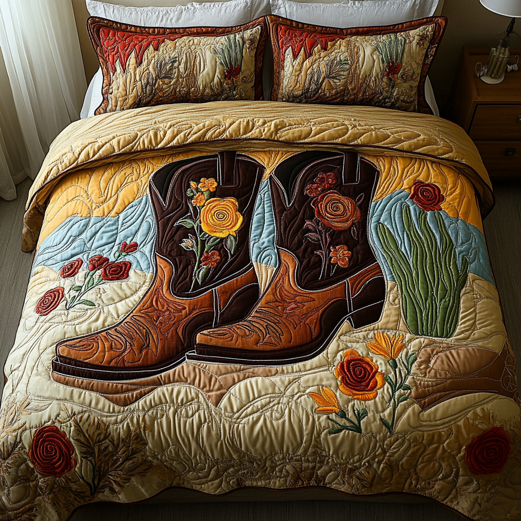 Desert Bloom Quilted Bedding Set Best Bedspread Set Cowboys Gifts For Her