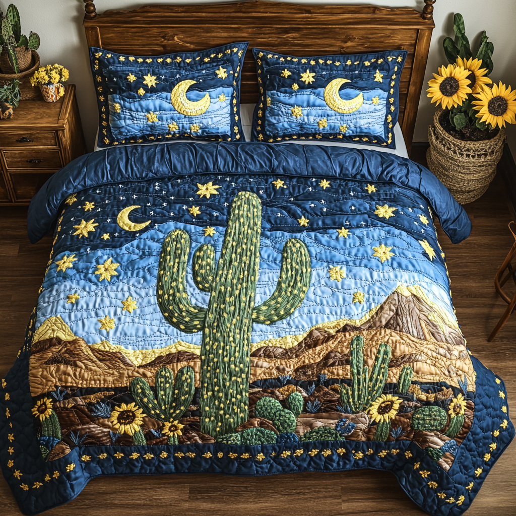 Desert Bloom Quilted Bedding Set Best Christmas Duvet Sets Cactus Gifts For Ladies
