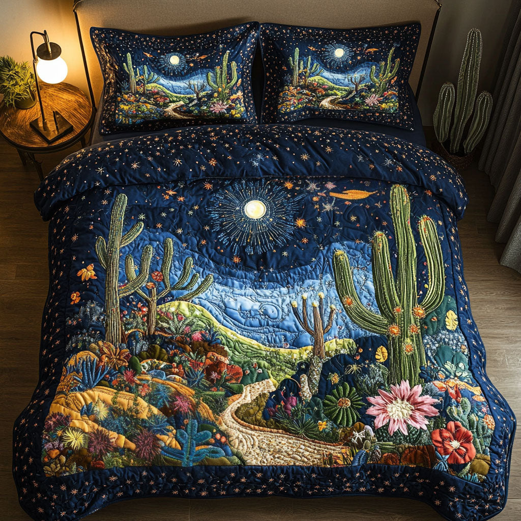 Desert Bloom Quilted Bedding Set Cute Bedroom Decor Best Cactus Gifts Plant